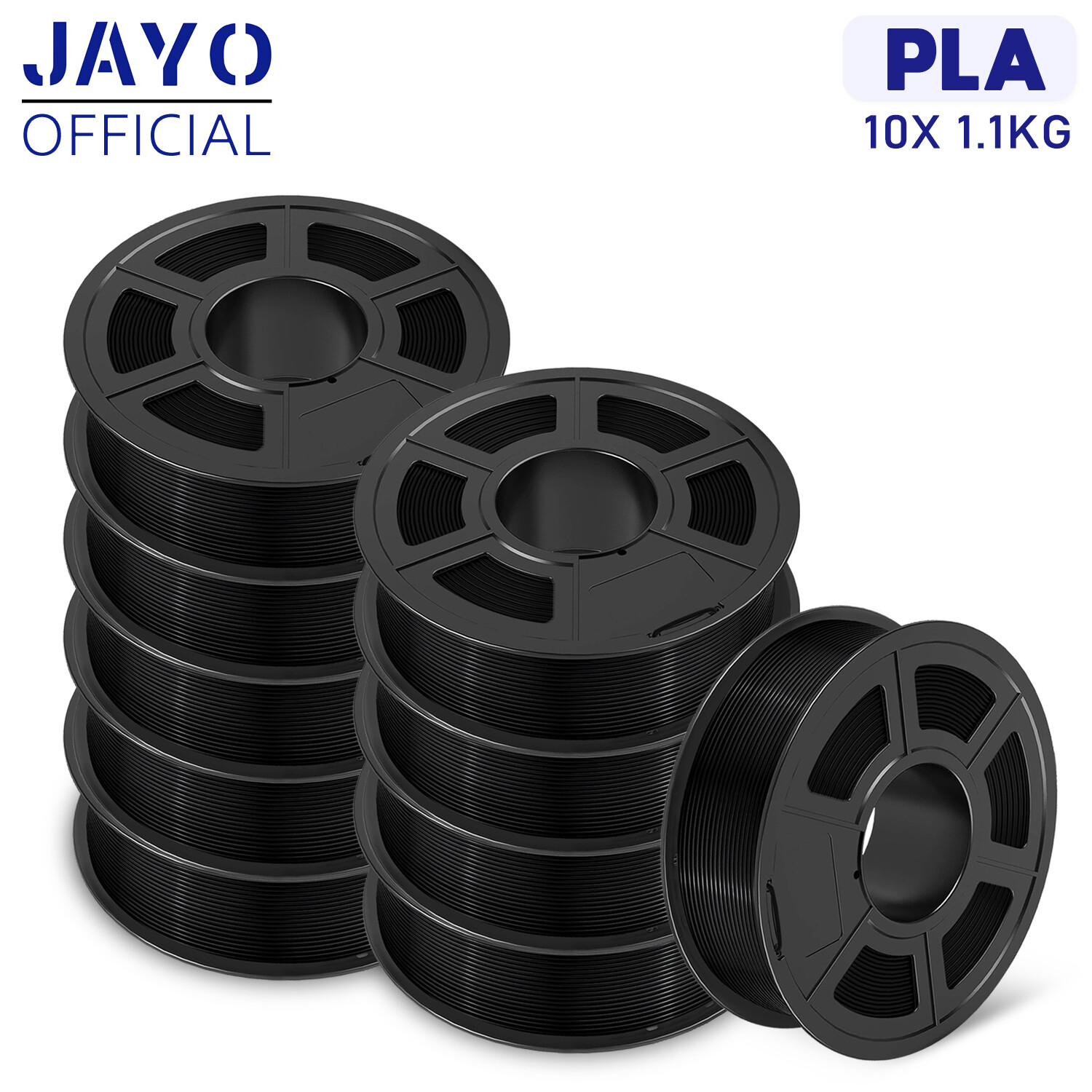 10X 1.1KG JAYO PLA 3D Printer Filament 1.75mm Black No Bubble High Strength Bulk