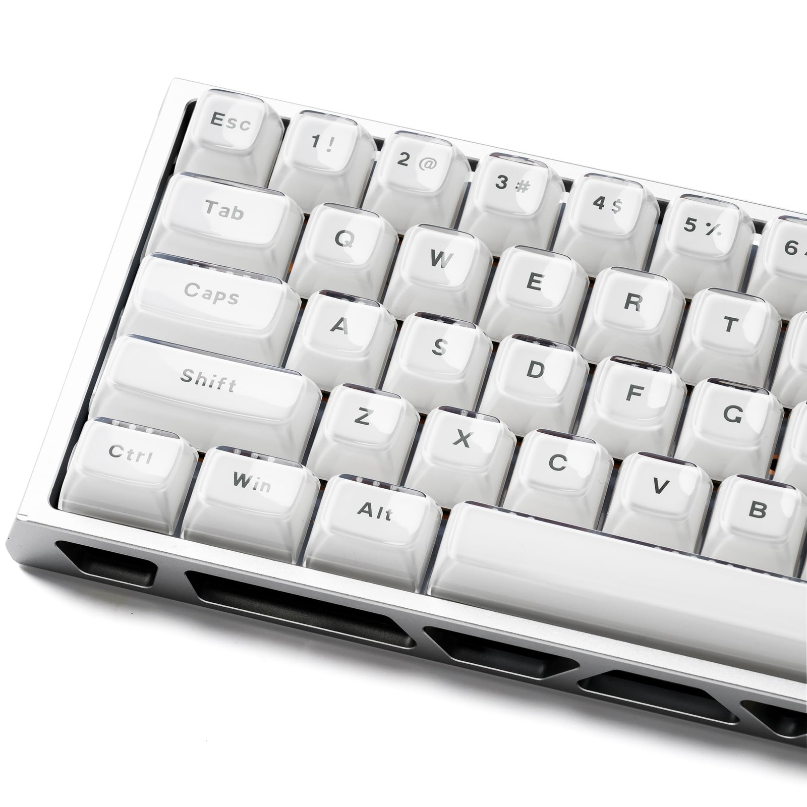 XVX White Crystal Jelly Keycaps Clear Translucent OEM Profile Set 100 PCS