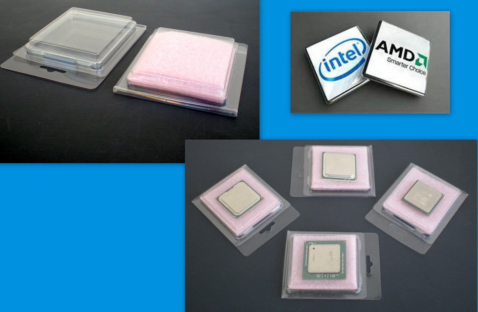 20 CPU Case Clam Shell For Packaging Intel AMD Processors + Anti Static Foam