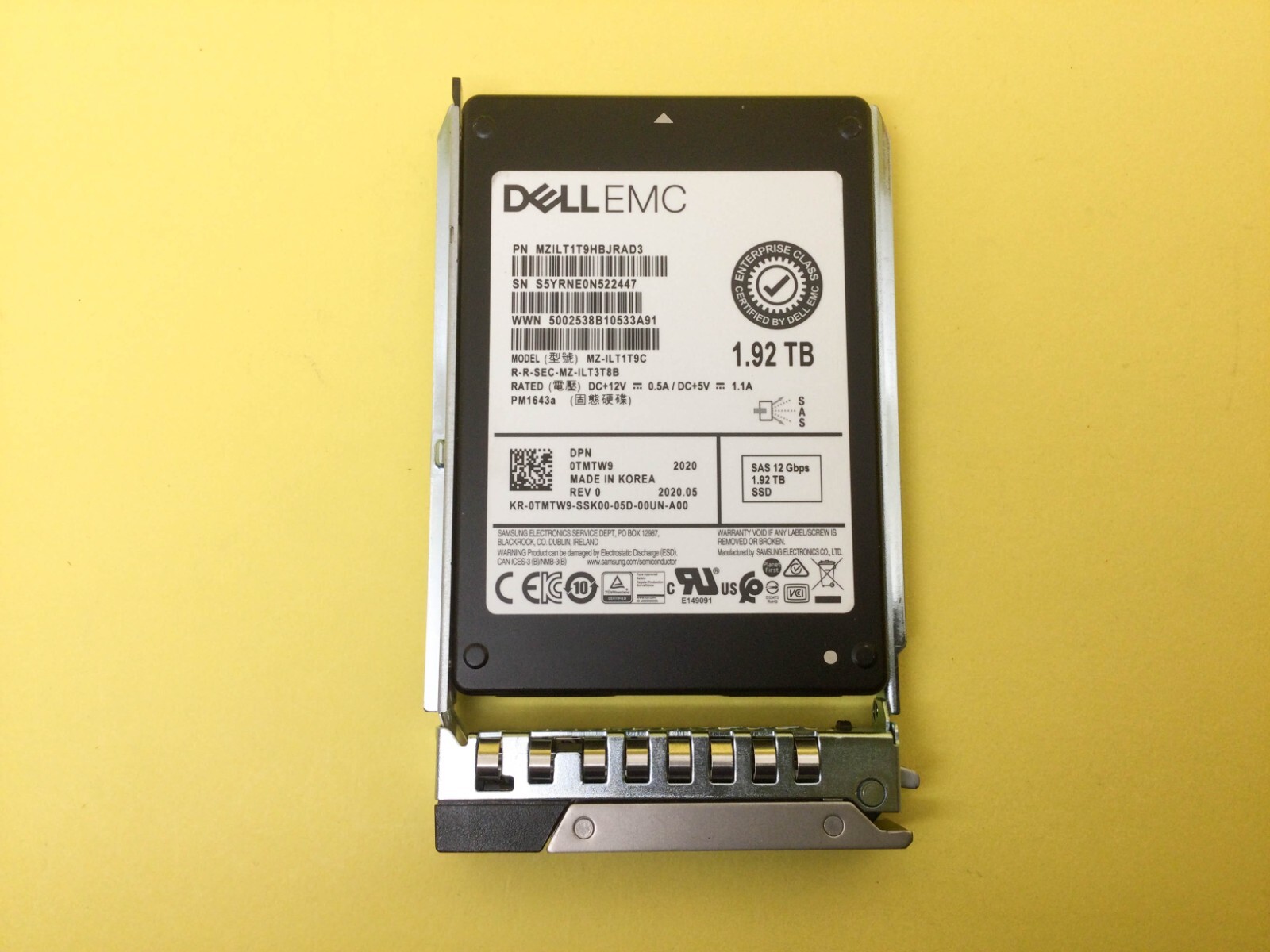 TMTW9 Dell 1.92TB SAS 12Gbps Read Intensive 512e 2.5'' SSD MZ-ILT1T9C w/ Gen14