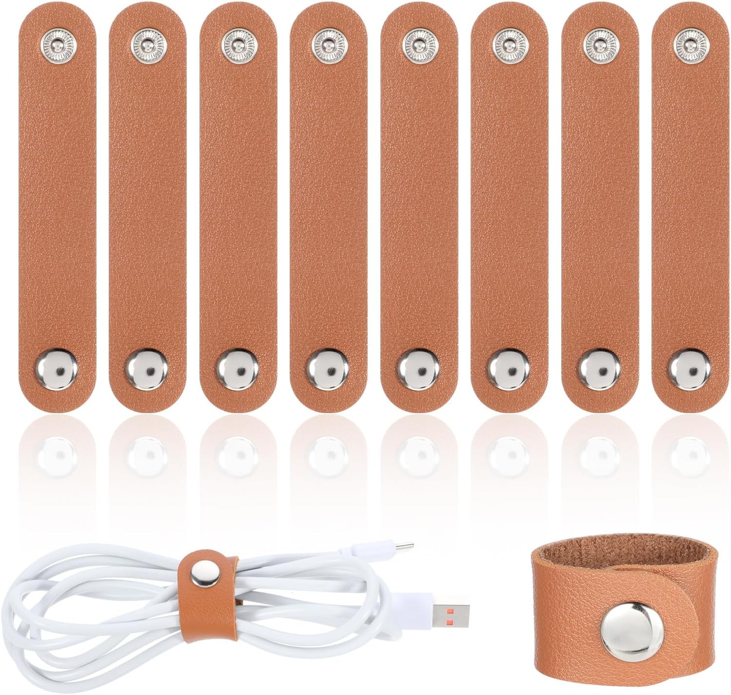 10 PCS Leather Cord Organizer, Reusable Cord Keeper, Headphone Cable Ties