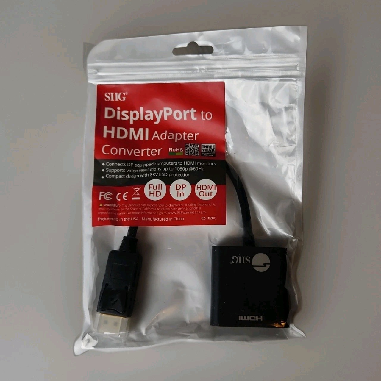 New SIIG DisplayPort to HDMI Adapter Converter Full HD - DP in - HDMI Out NIB