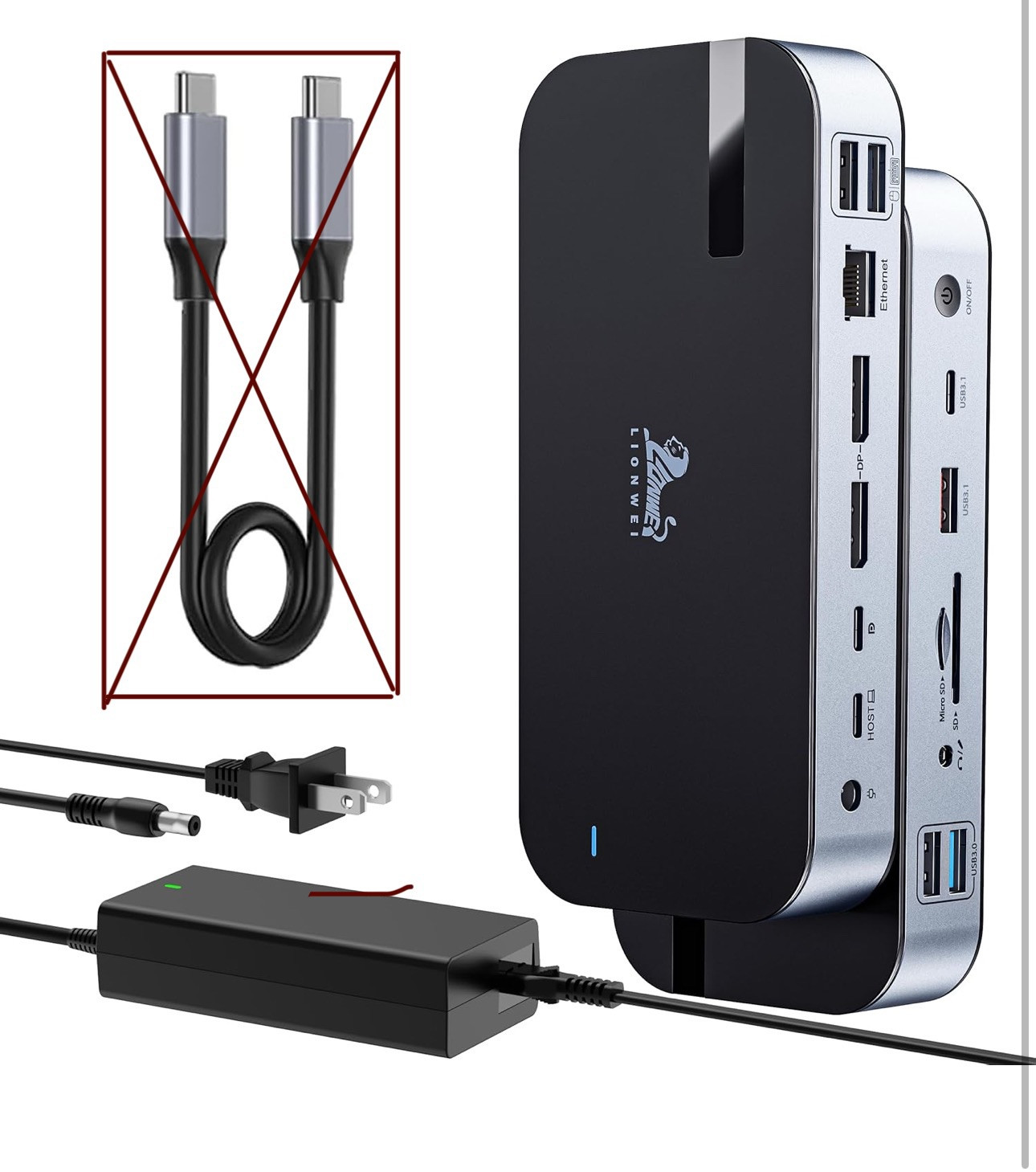 USB4 Dock Dual DisplayPort USB C to Triple Monitor 4K@60Hz Docking Station -DESC