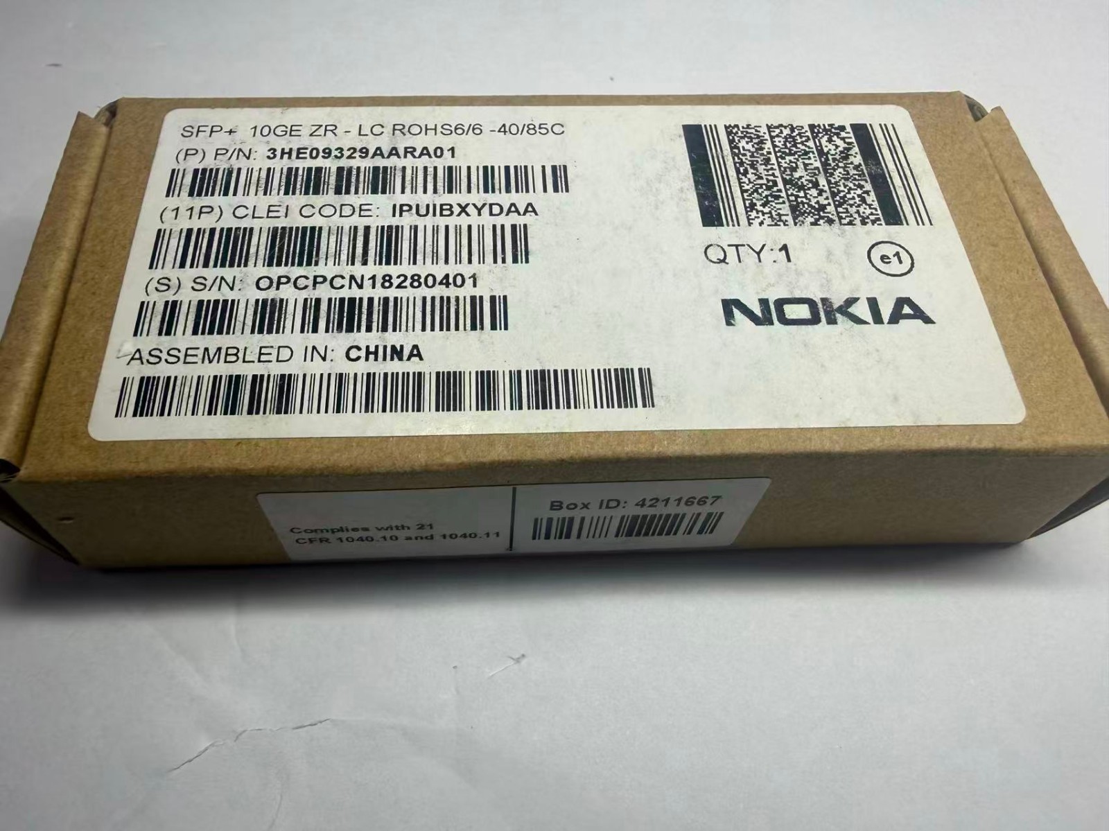 Nokia 3HE09329AARA01 SFP+ 10GE ZR - LC Optical Transceiver Module