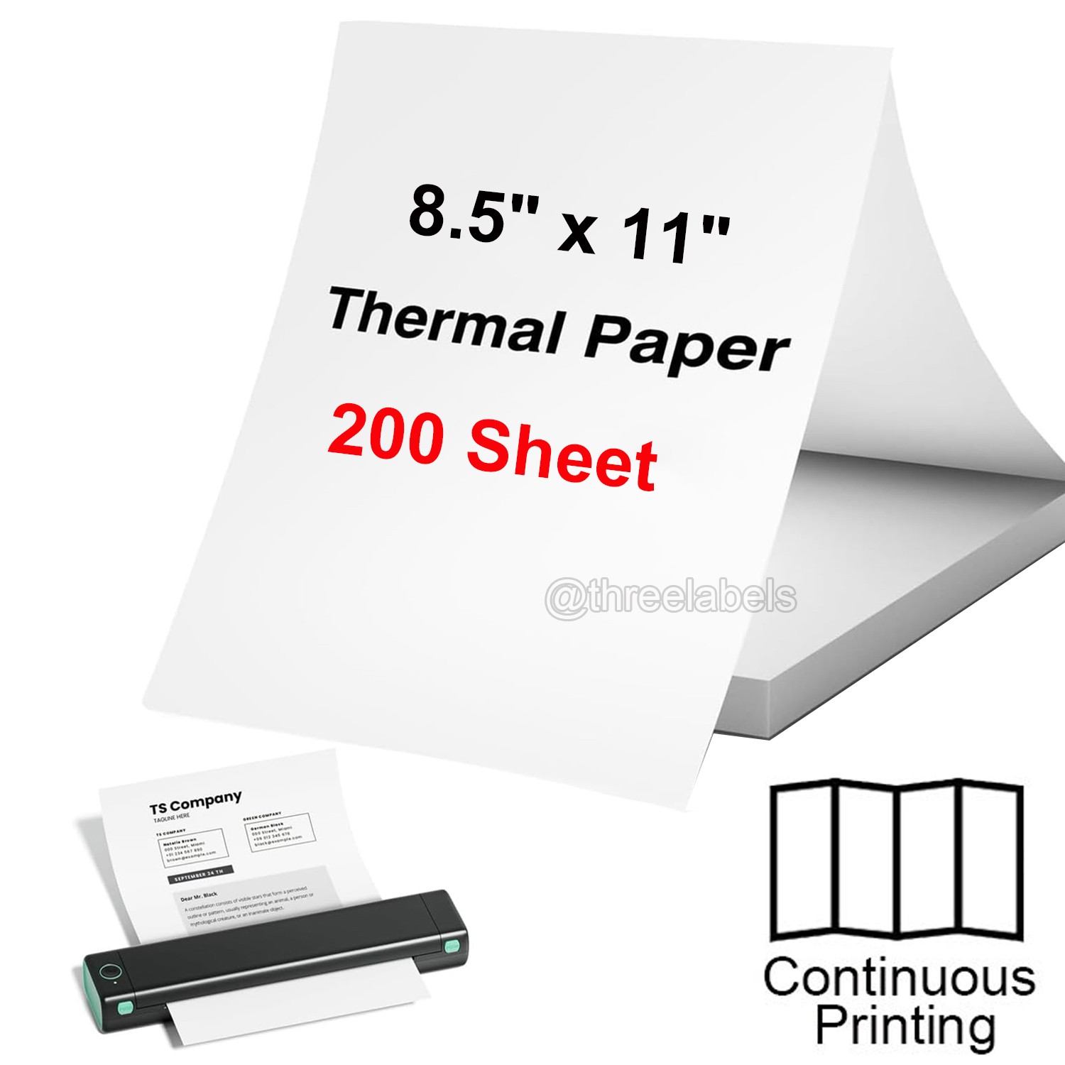 200 Sheets Thermal Printer Paper 8.5" X 11" Inch US Letter Size Thermal Paper