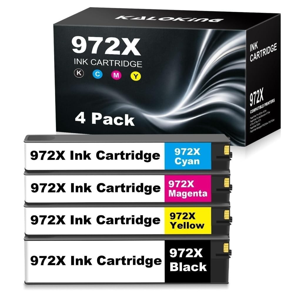 Compatible HP 972X High Yield Ink Cartridge 4 Pack PageWide 477dw 452dw BCMY