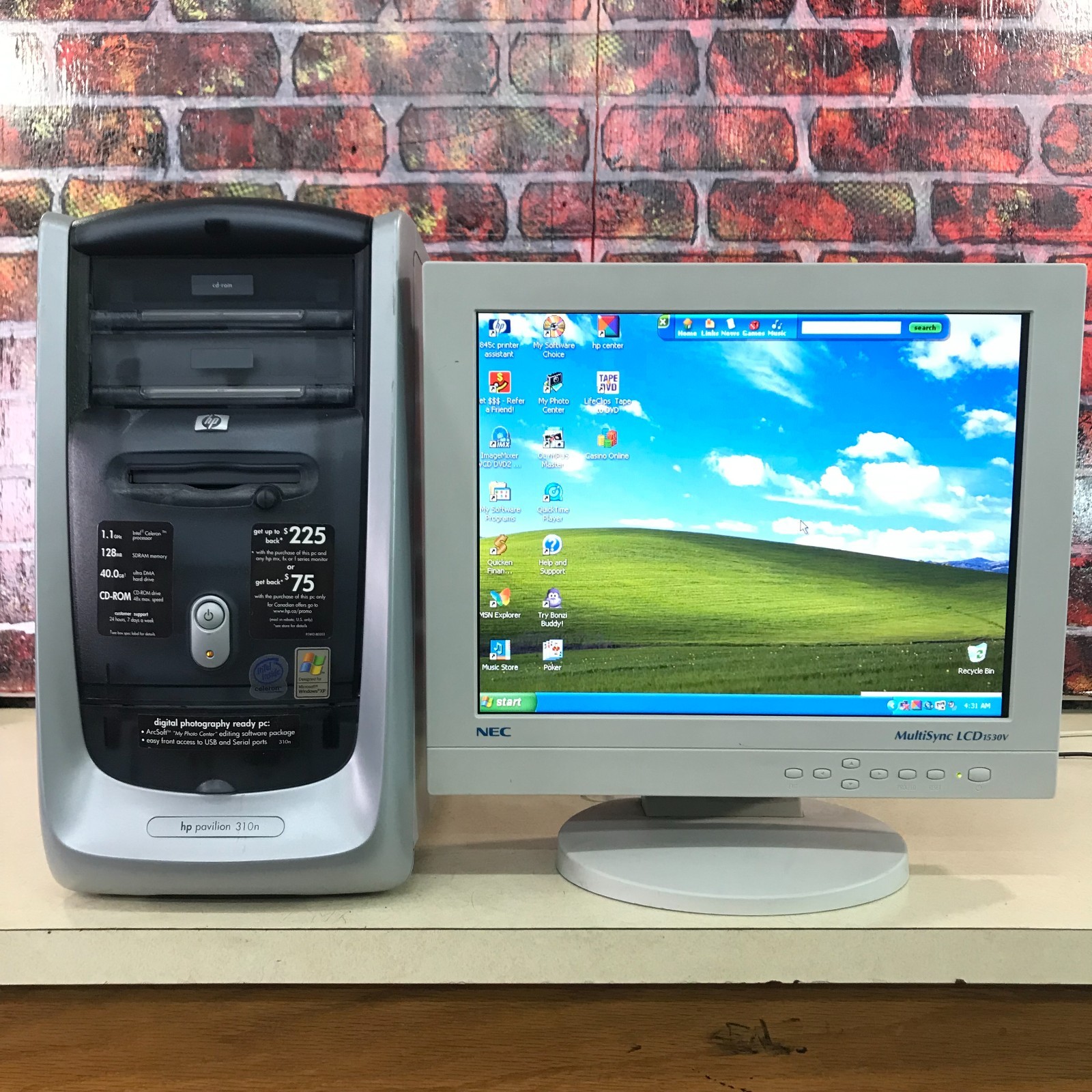 HP Pavilion 310n PC for Retro Gaming Celeron 1.10Hz 128MB RAM (Windows XP)