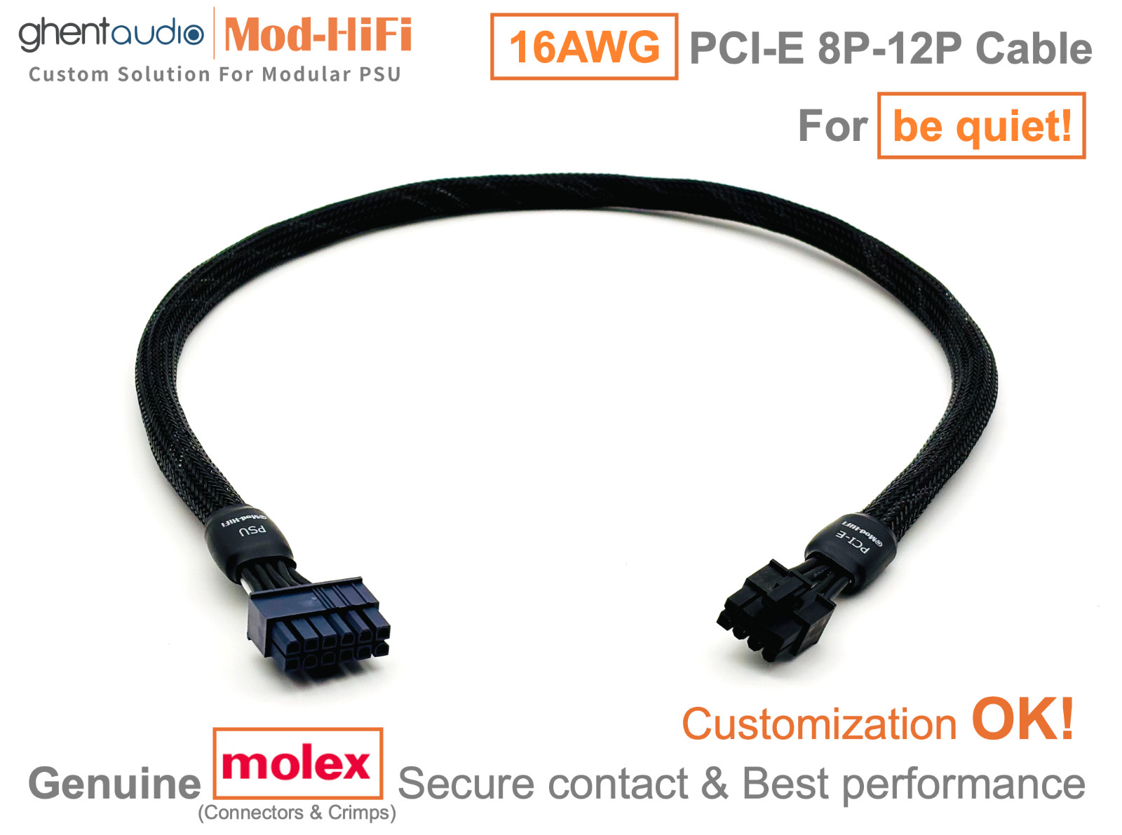 ⚡️16AWG PCI-E GPU 8P Cable for be quiet Pure Power 13 M 1200W...-📏70cm/27 inch
