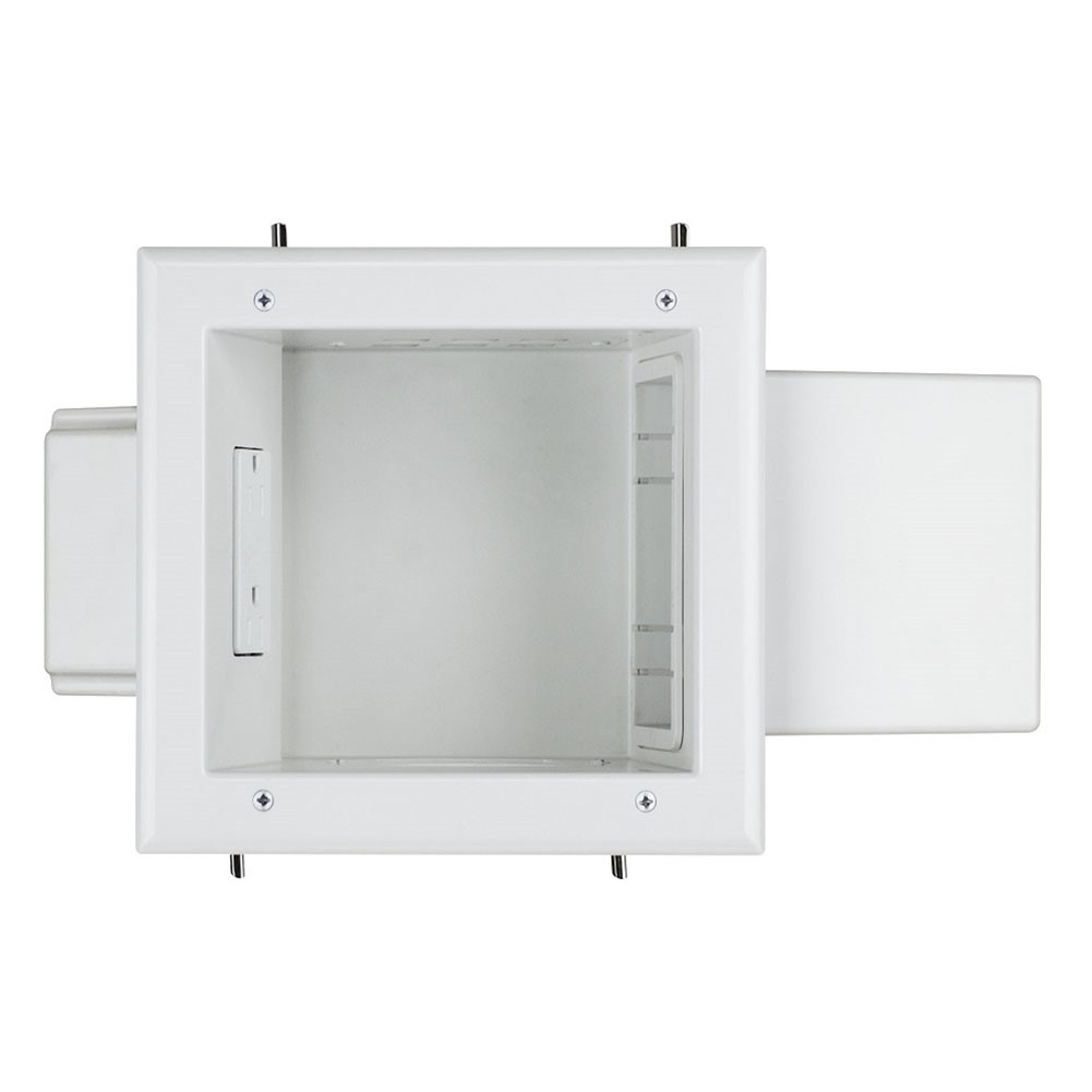 2-Gang Recessed Wall Plate For Low Voltage Cable Pass Thru w/ Duplex Receptacle