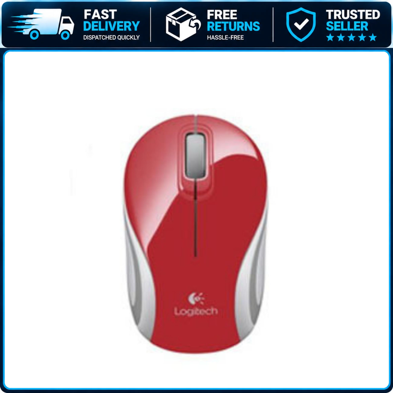 Wireless Mini Mouse, Compact Red Design, Portable USB Receiver, Ergonomic Comfor