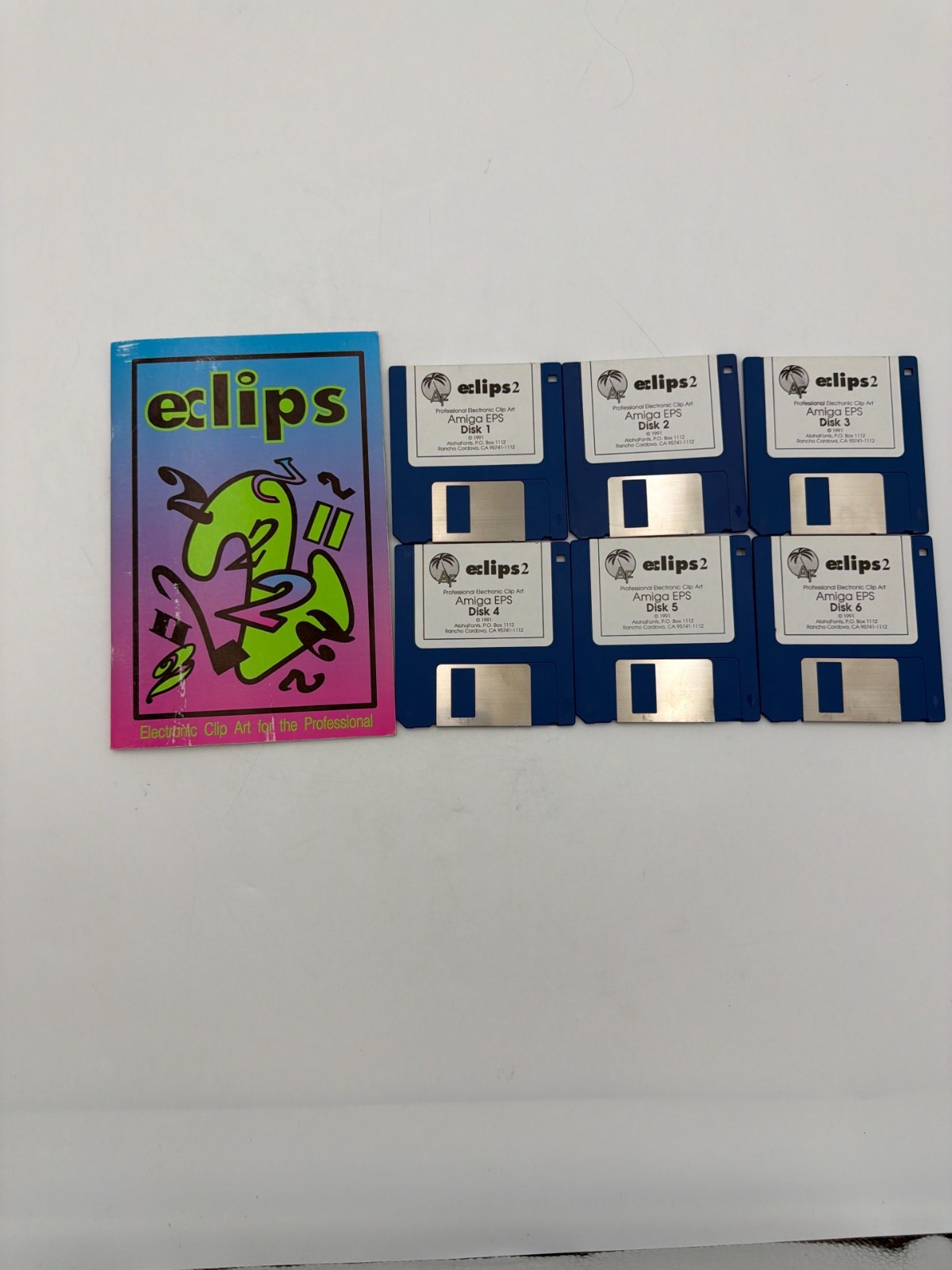 eClips 2 Amiga EPS Professional Clip Art 6 Disk Set Manual Tested Working