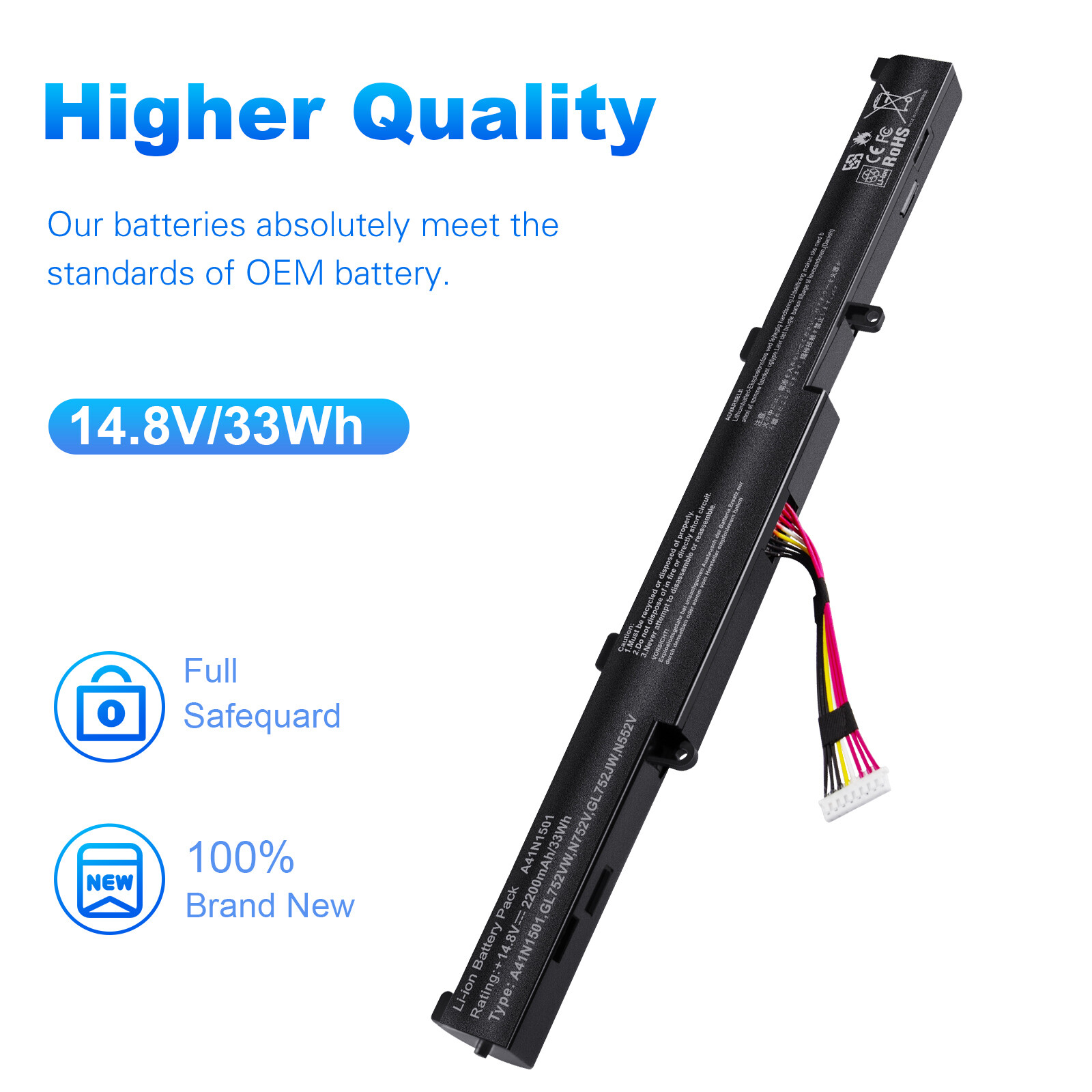 A41N1501 Battery For ASUS ROG GL752 GL752VW GL752VL N552V N552VX N752V A41LK9H