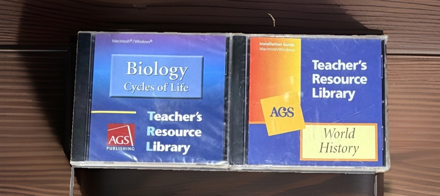 AGS Teacher’s Resource Library Biology & World History CD-ROM Lot New