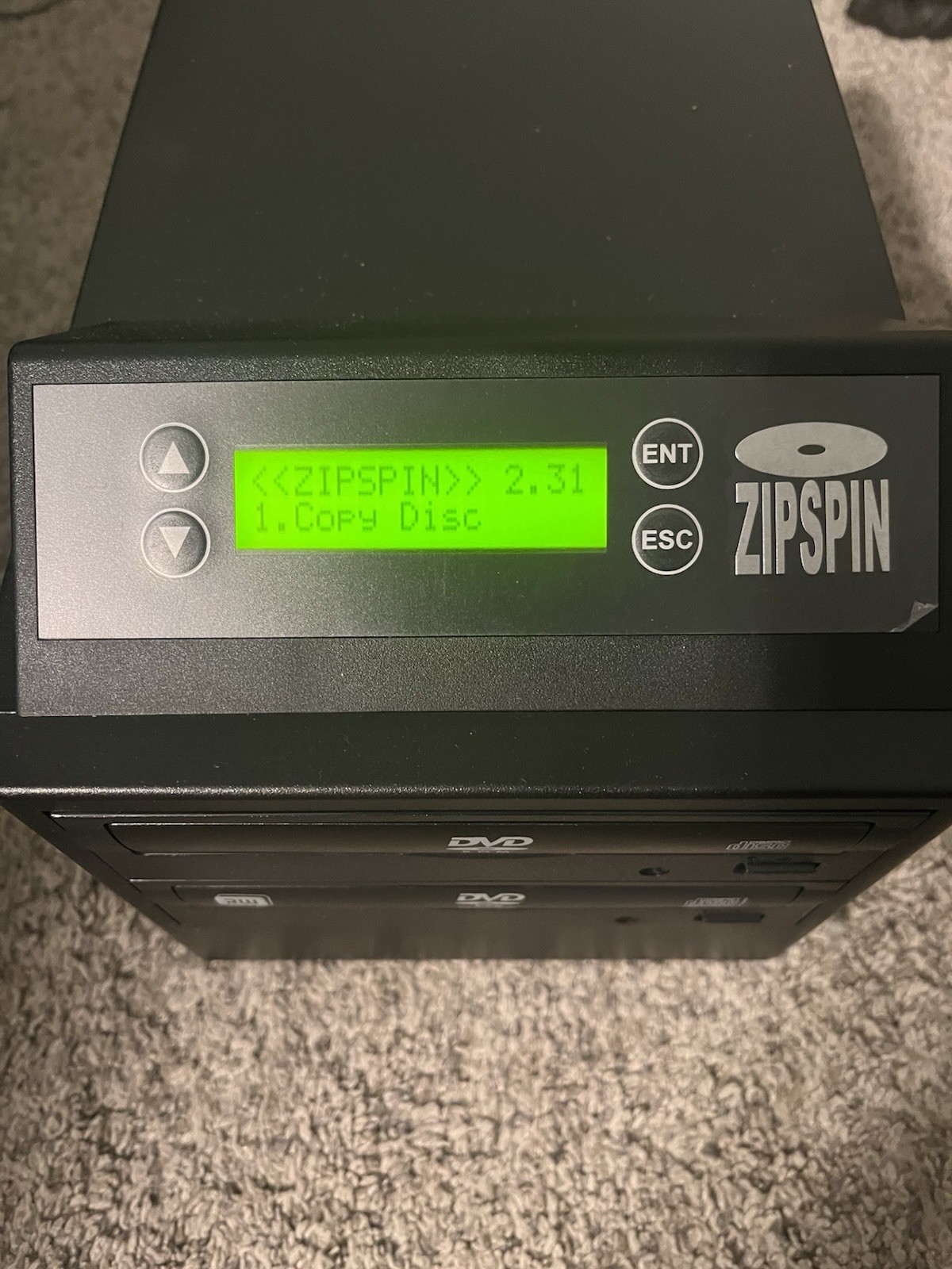 ZipSpin D121-L CD DVD R/RW Disc Duplicator Copier Recorder Burner System - Black