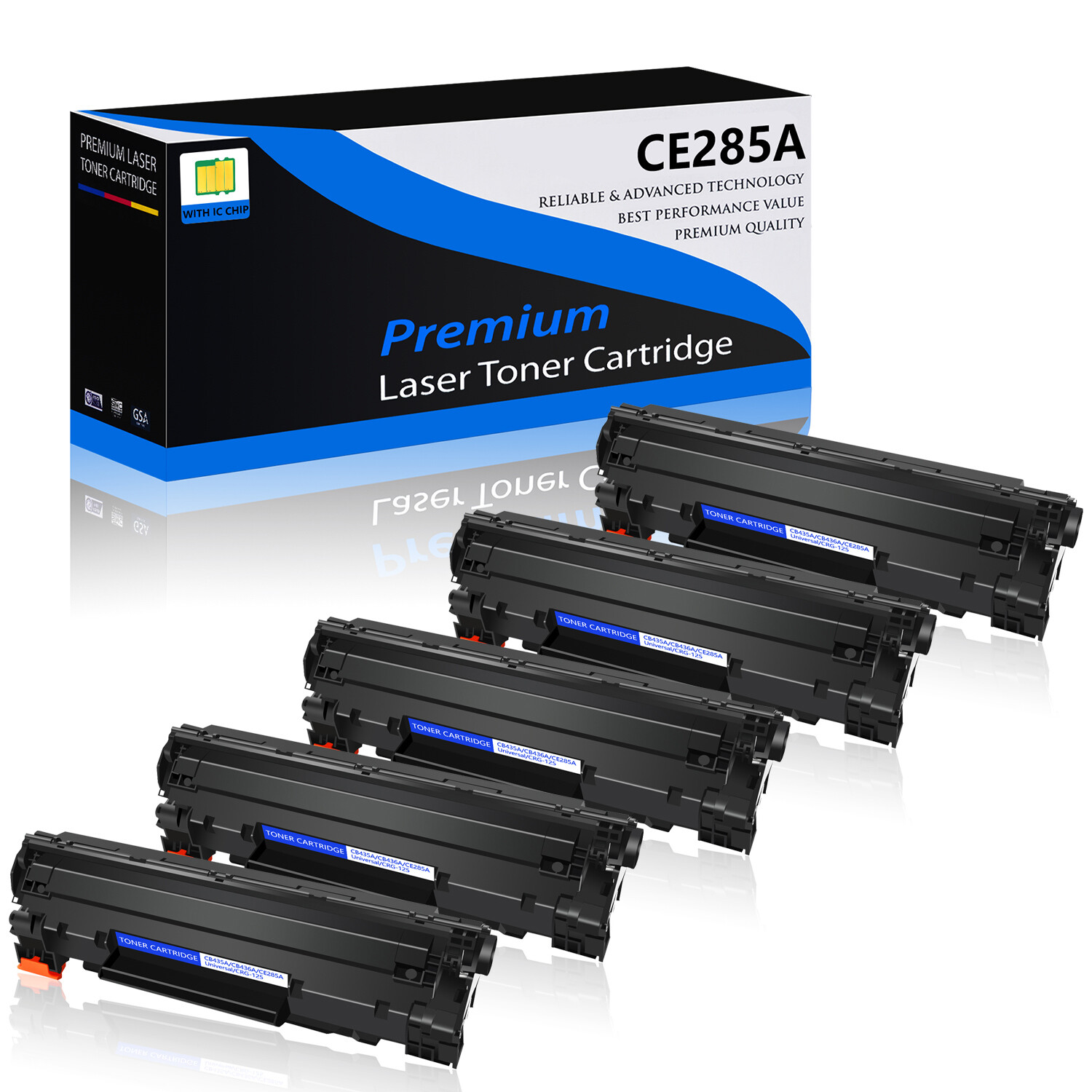 5 Pack for HP 85A LaserJet P1102W M1217nfw MFP CE285A Black Toner Cartridge