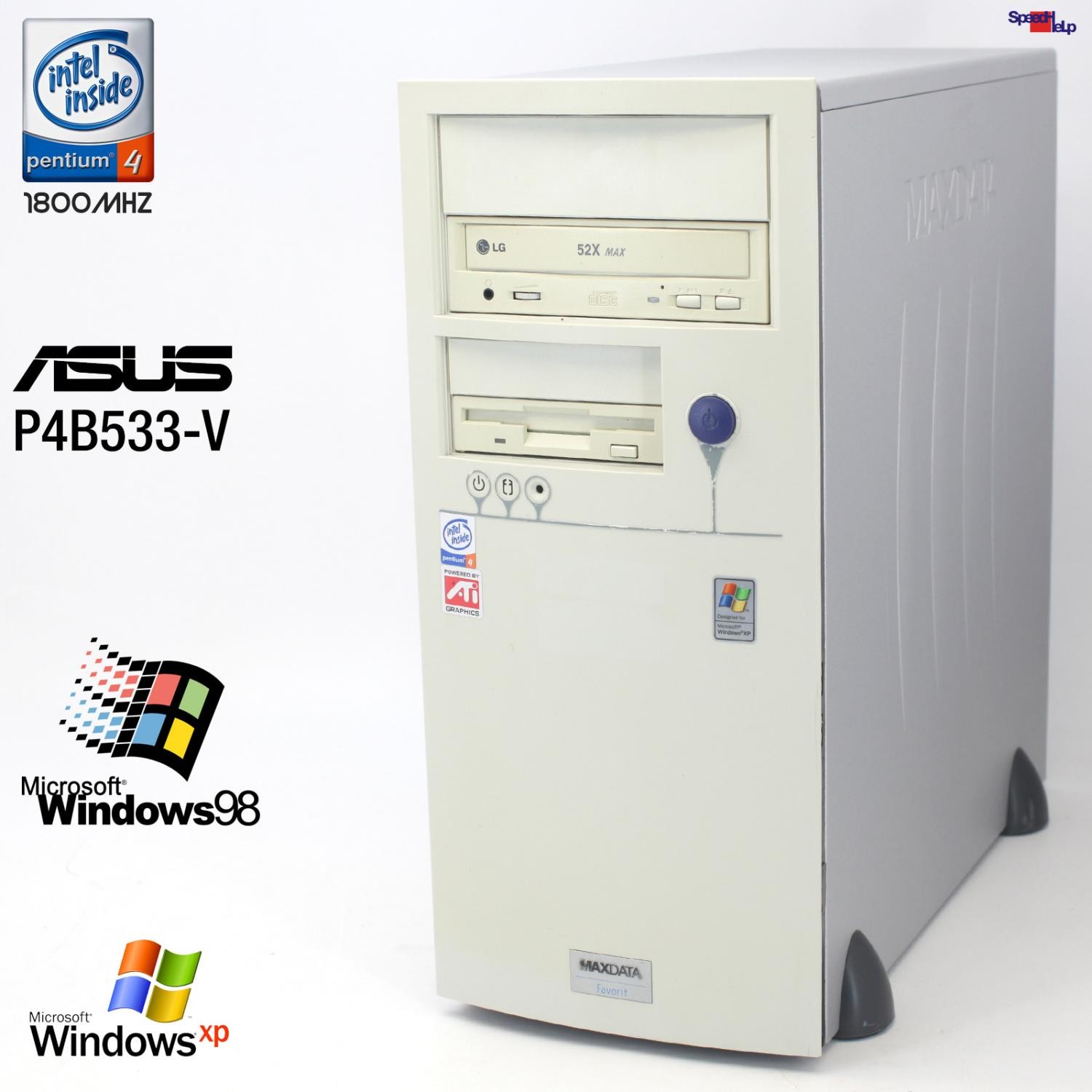 ASUS P4B533-V PC Parallel LPT Pentium 4 1800MHz 512MB 80GB Windows 98 Mini Tower