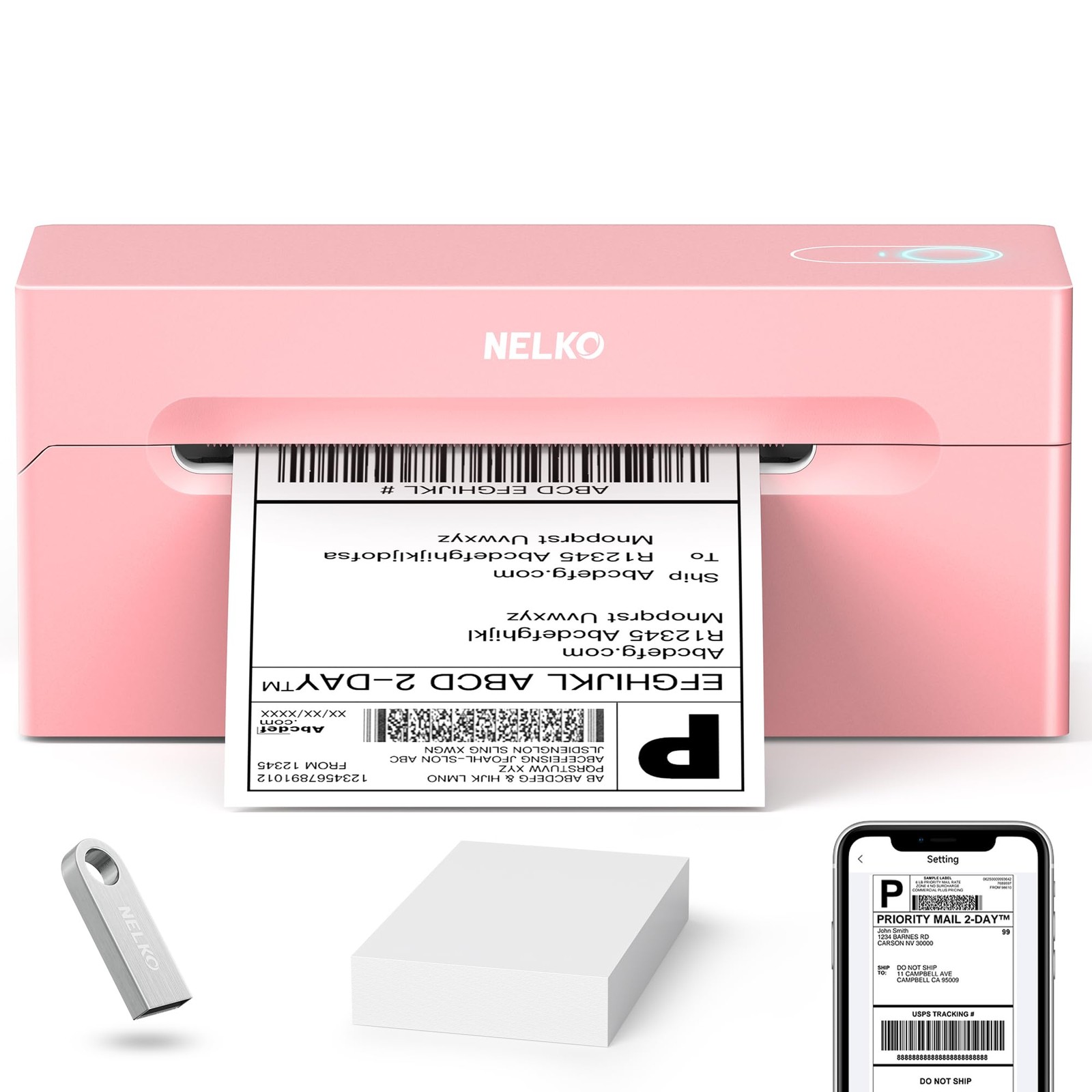 Nelko PL70e-BT Bluetooth Thermal Shipping Label Printer 4x6
