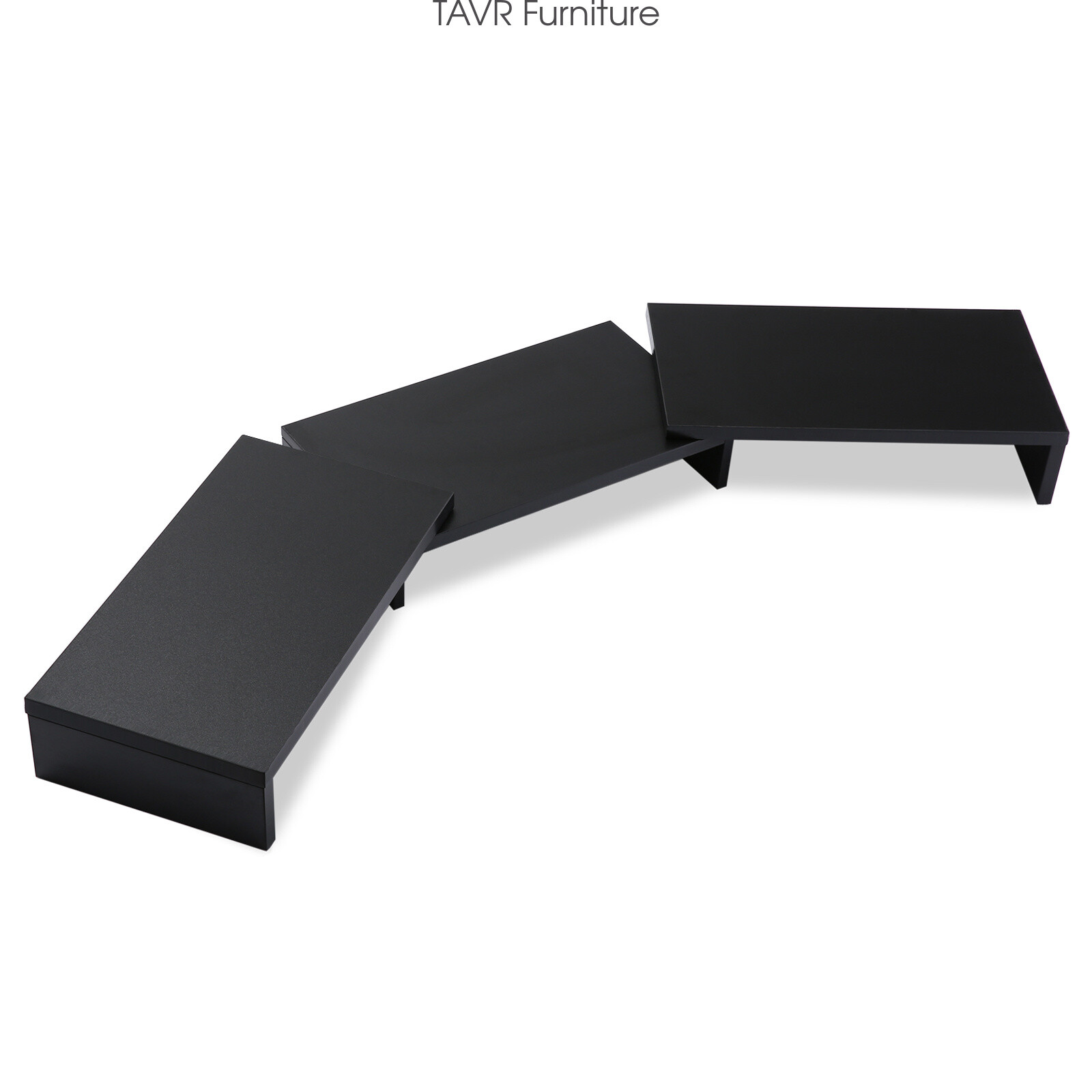 TAVR Wooden Dual Monitor Stand Risers with Length & Angle Adjustable 3 Shelf