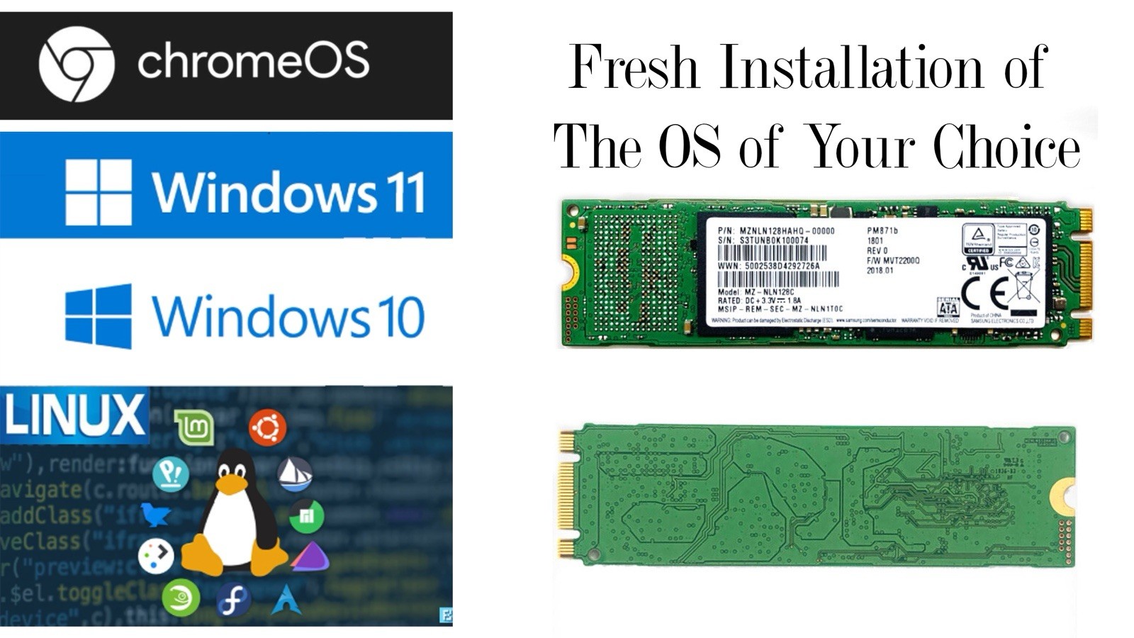 M.2 NGFF SSD 2280 With Windows 11-Pro Fresh Install, 128 GB 💯% Tested & Works ✅