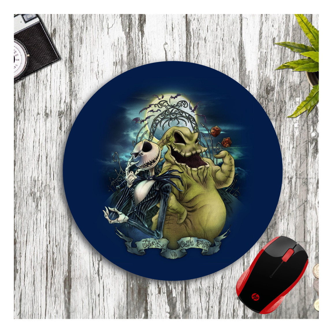 JACK SKELLINGTON OOGIE BOOGIE ROUND NEOPRENE MOUSE PAD MAT HOME SCHOOL OFFICE