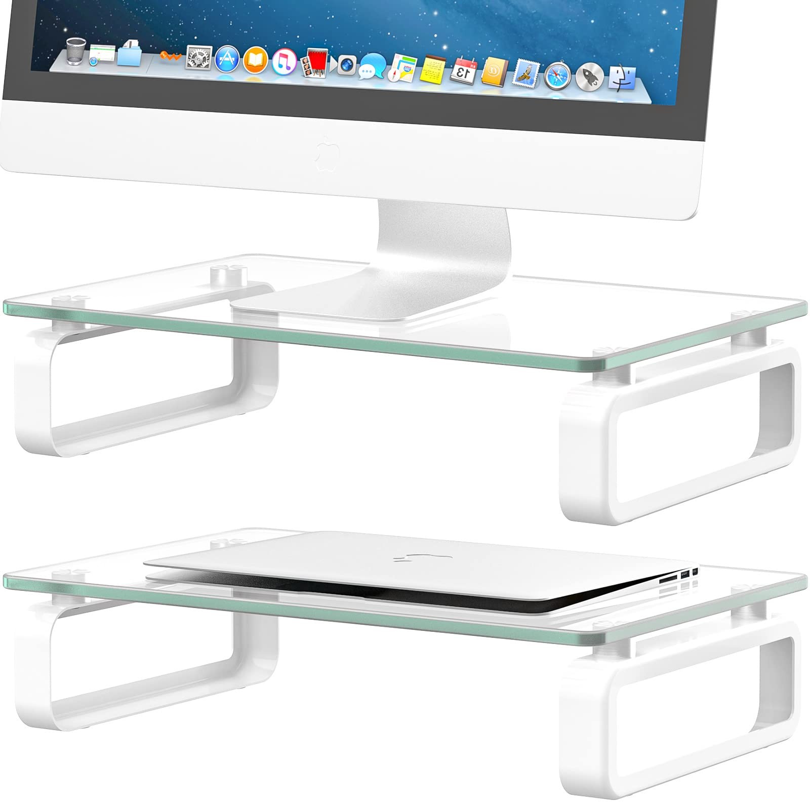Hemudu 2 Pack Computer Monitor Stand Riser Dual stand, transparent