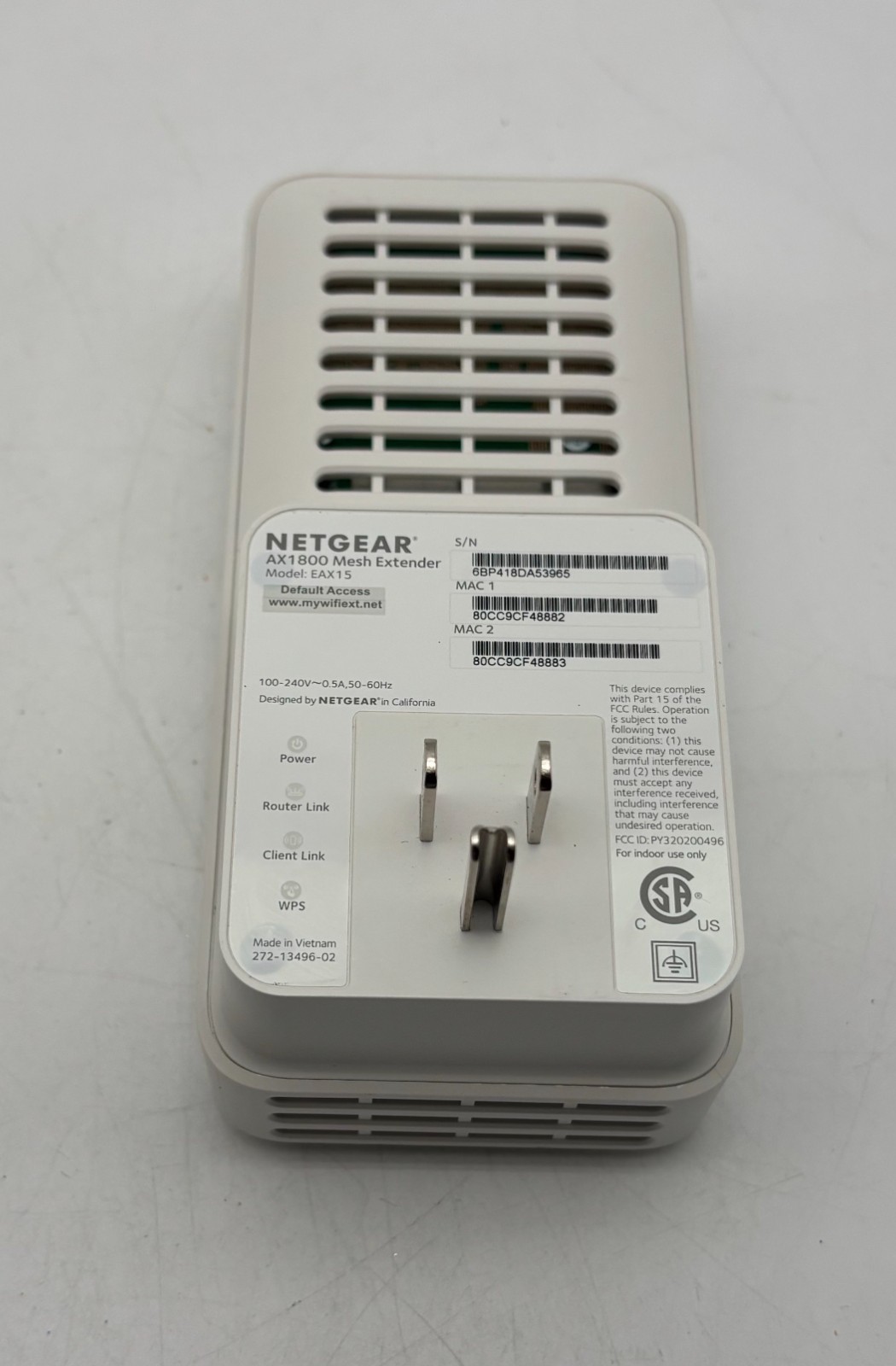 Netgear AX1800 EAX15 Mesh Extender