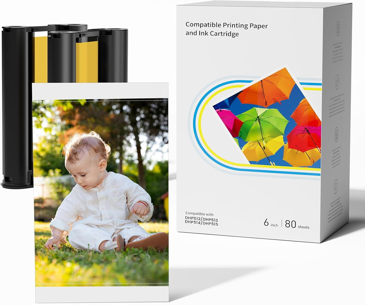Compatible with Liene Amber M100/M110 4x6" 80 Photo Paper & 2 Ink Cartridge