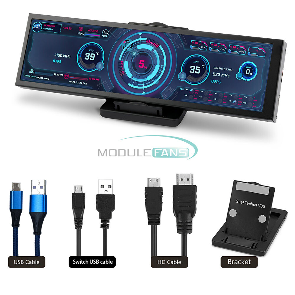 8.8" Touch LCD Screen 1920*480 21:9 Sub-Display TFT IPS LCD Secondary Monitor