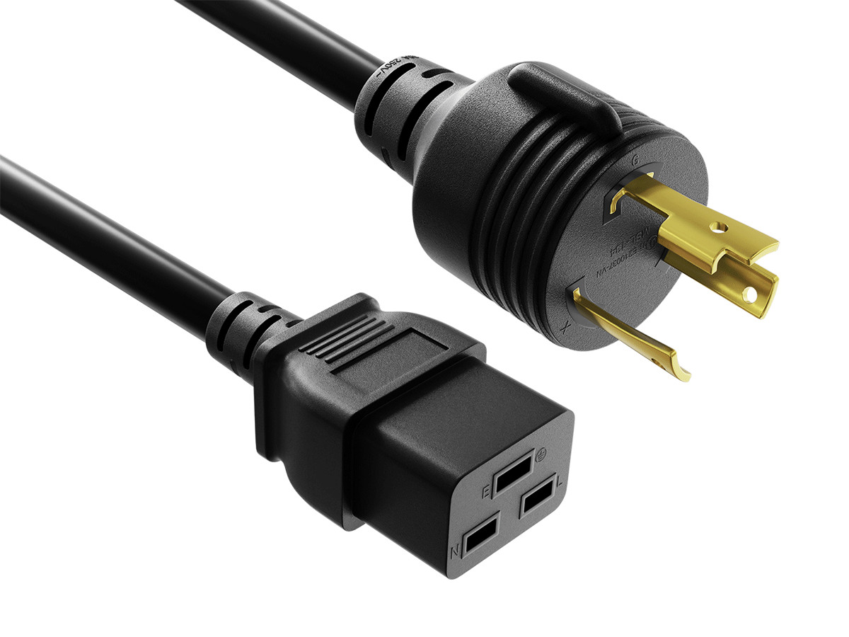 12 AWG Locking Power Cord (NEMA L6-30P to IEC 320 C19) - 6/8/10/12/15 ft
