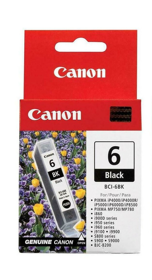 NEW NIB Canon BCI-6BK Single-Pack Black Ink Tank Cartridge UPC 75084572624 L@@K