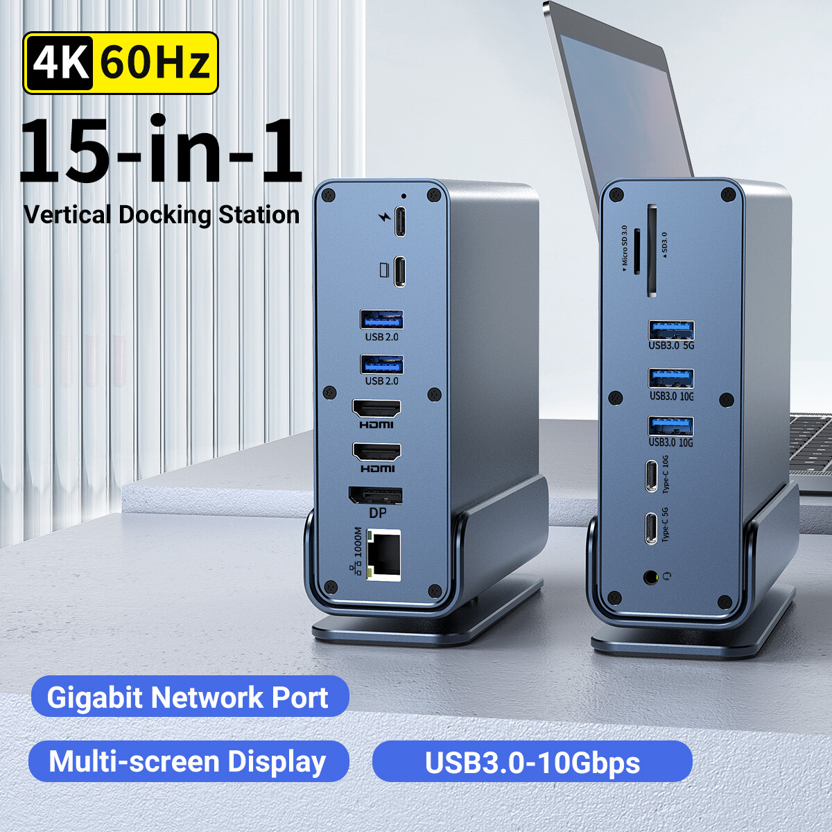 15 in 1 Hub Docking Station Type-C Multi-functional HUB for PC Laptop Phone