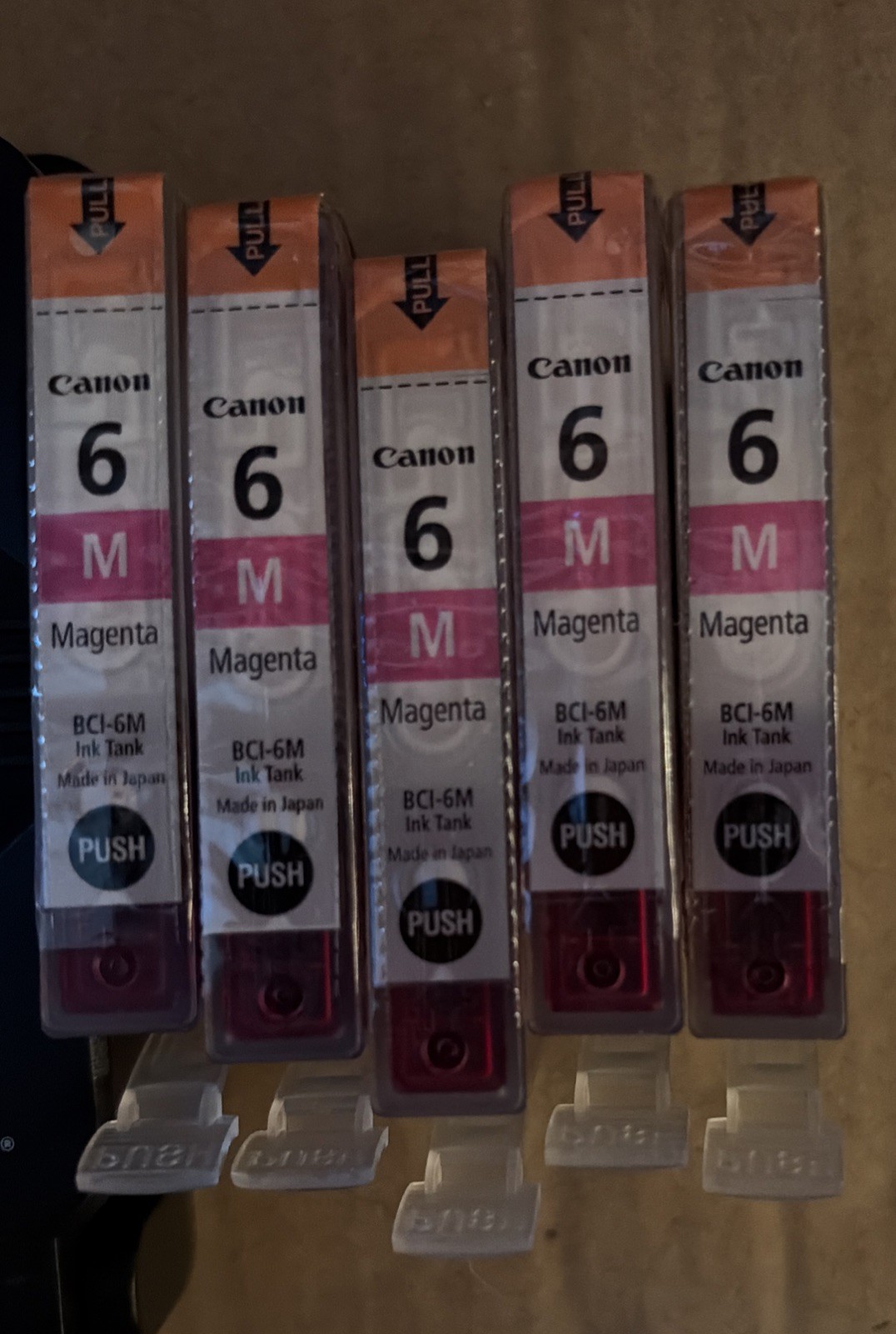 Five Canon BCI-6M Magenta Ink Cartridges Ink Jet Brand New Factory Sealed No Box