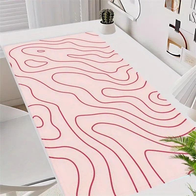 One Large Pink Gaming Mouse Pad with Ripple Stripe Pattern, Featuring a Non-Sl
