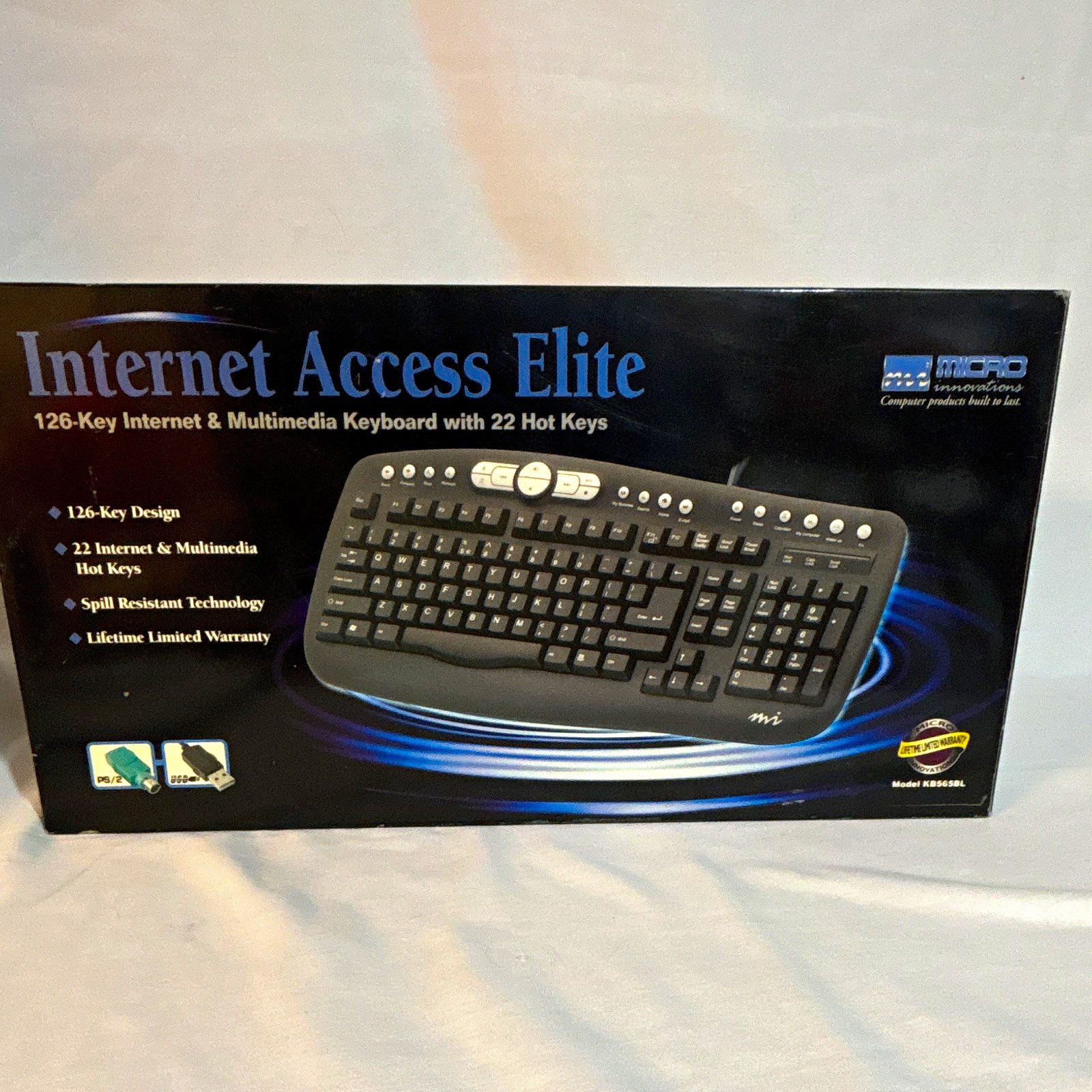 Micro Innovations Internet Access Elite KB565BL Wired USB/PS/2 Keyboard Black