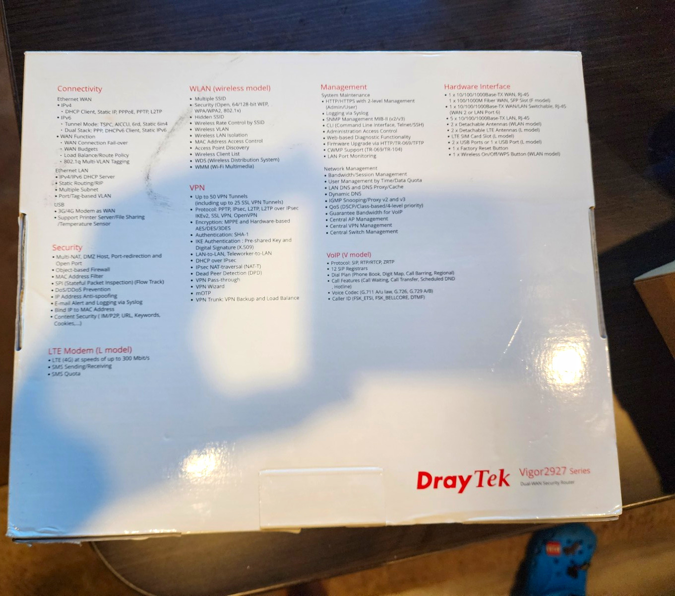 DrayTek Vigor2927ax Dual-WAN VPN Security Router Gigabit 5-Port USB 2.0 Black