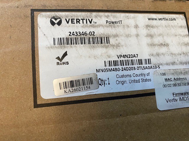 Vertiv VP4N20A7 3-Phase 20A 24-Outlets Rack-Mount Power Distribution Unit