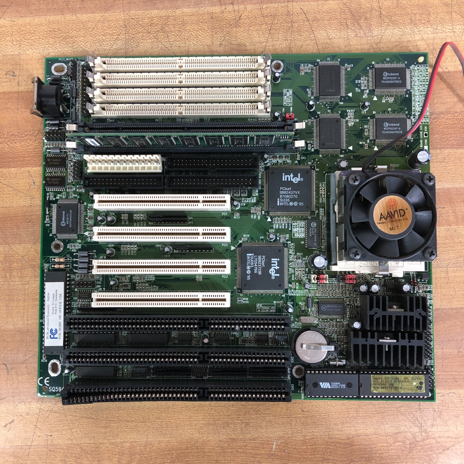 BCM SQ594 Socket 7 Baby AT Motherboard w/CPU & RAM EDO UDIMM ISA PCI Slots WORKS