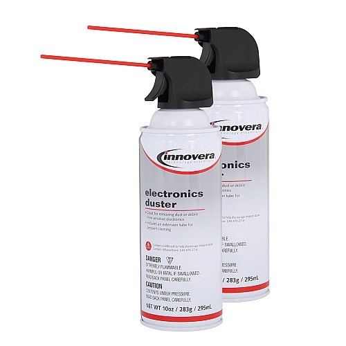 Innovera IVR10012 Compressed Air Duster 10oz (2 Pack) Canned Air Cleaner NEW