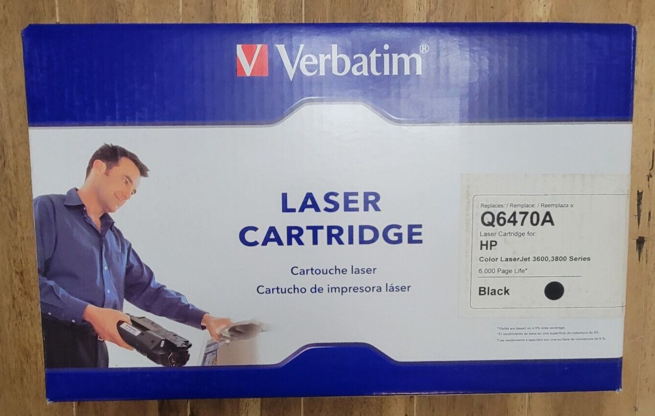 NEW SEALED-Verbatim Laser Jet Cartridge Black Printer Ink Q6470A-HP 3600 & 3800