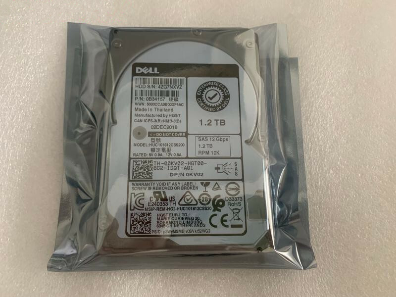 0KV02 00KV02 FOR DELL ENTERPRISE 1.2TB 10K 12G 2.5in SAS HDD HUC101812CSS200