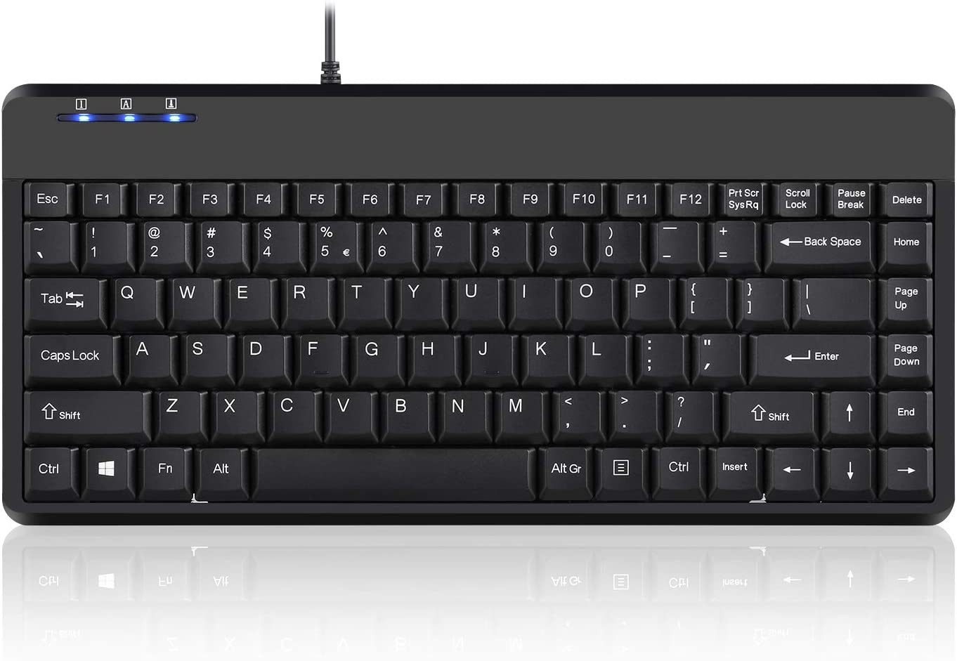Perixx PERIBOARD-409H Wired USB Mini Keyboard with 2 USB Hubs, Black, US English