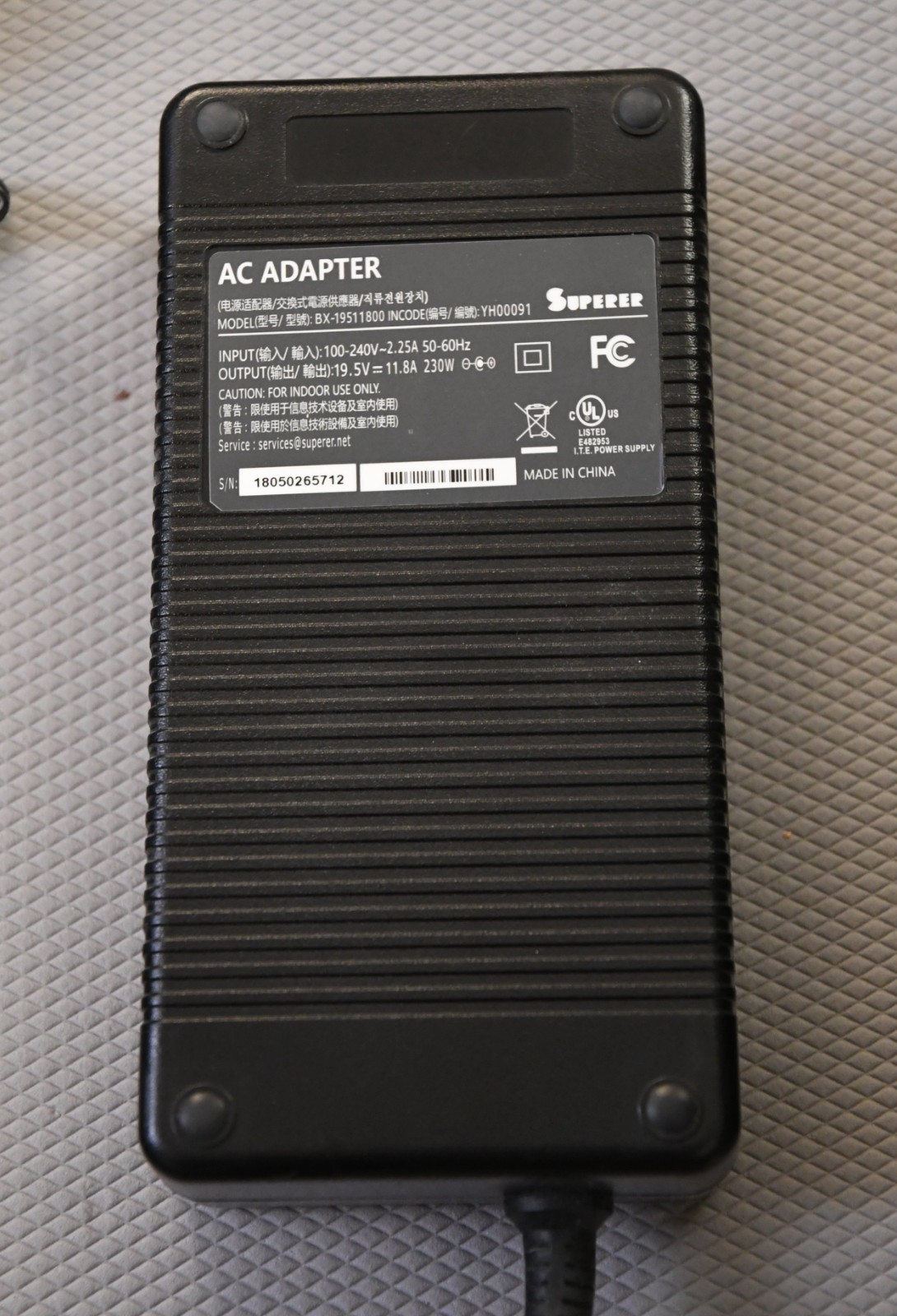 230W AC Power Adapter for ASUS ROG Gaming Laptops 19.5V 11.8A Big Barrel