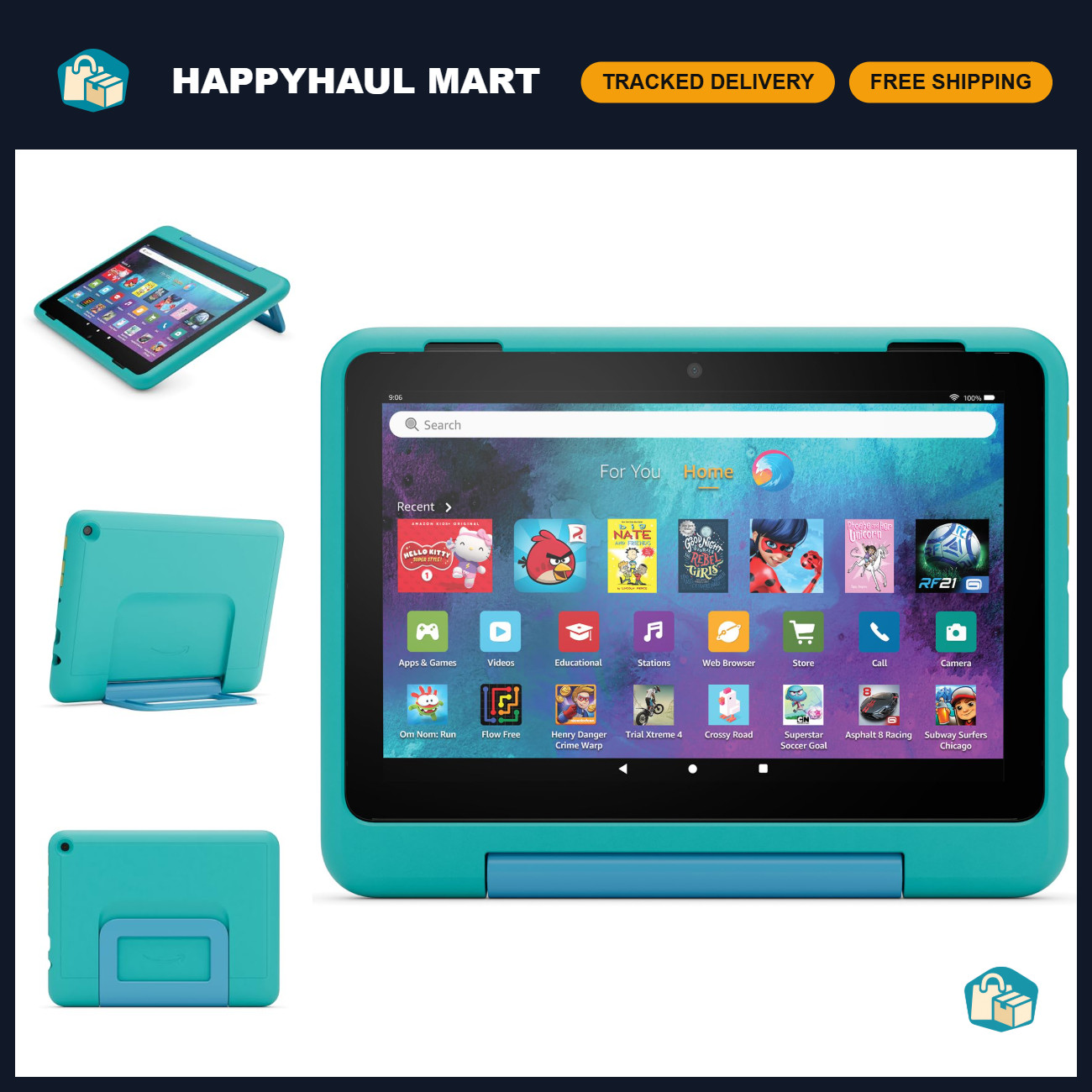 Kid-Friendly Case for Fire HD 8 Tablet - Durable, Lightweight, Shockproof, Hello