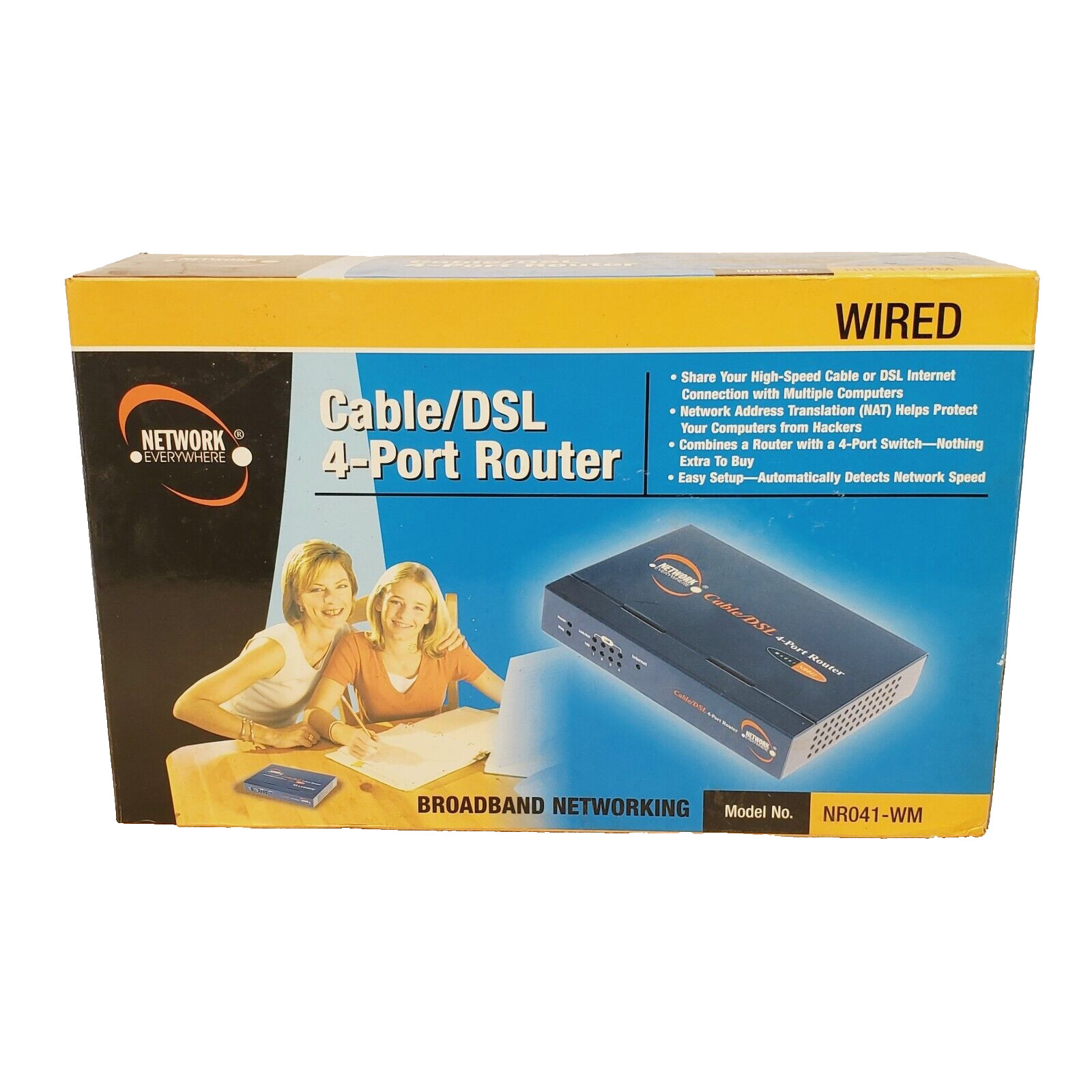Network Everywhere Wired Cable DSL 4 Port Router NR041-WM Broadband NAT w/Disc