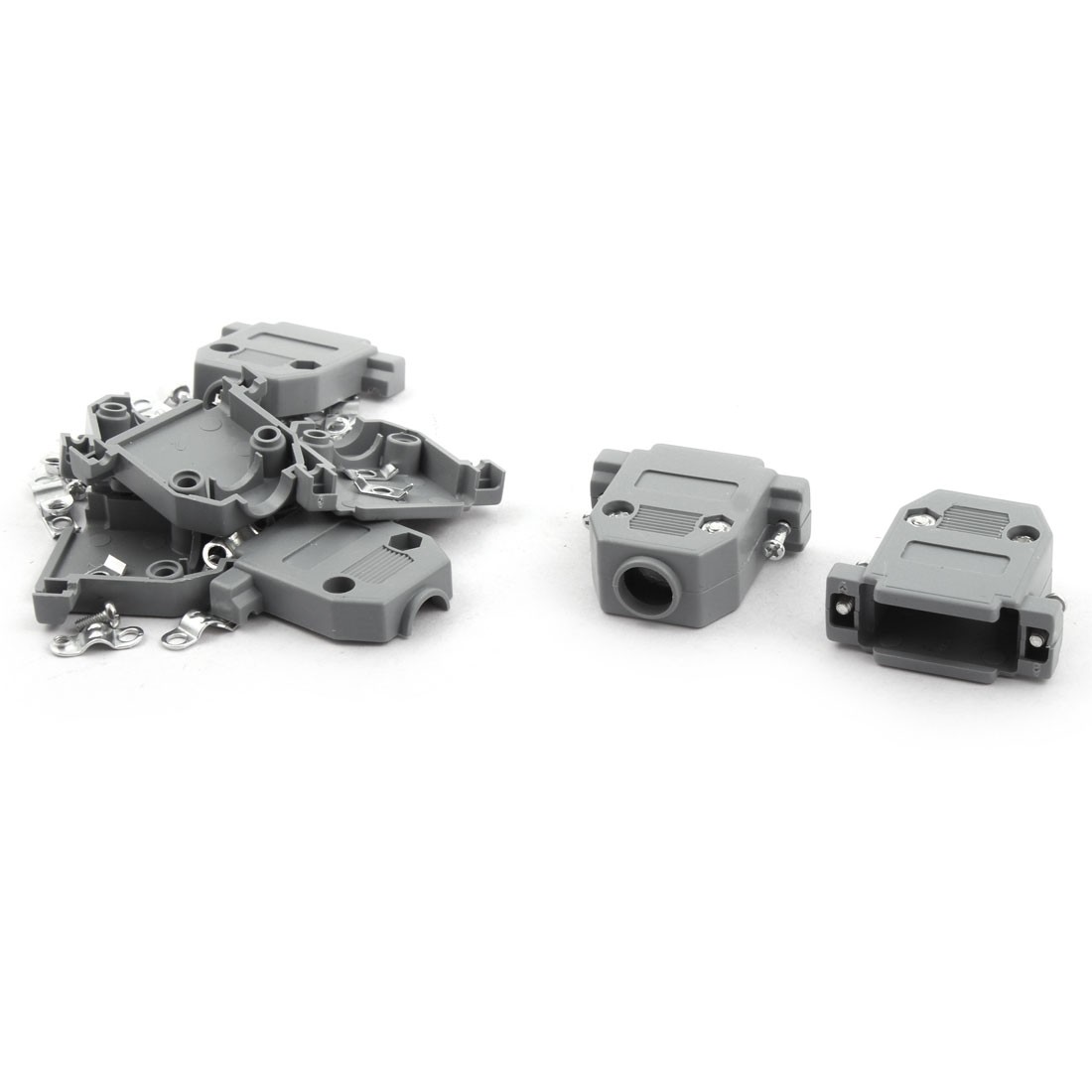 DIY Serial D-Sub DB15 Connector Kit Plastic Hoods Shell Gray 5pcs w Screws