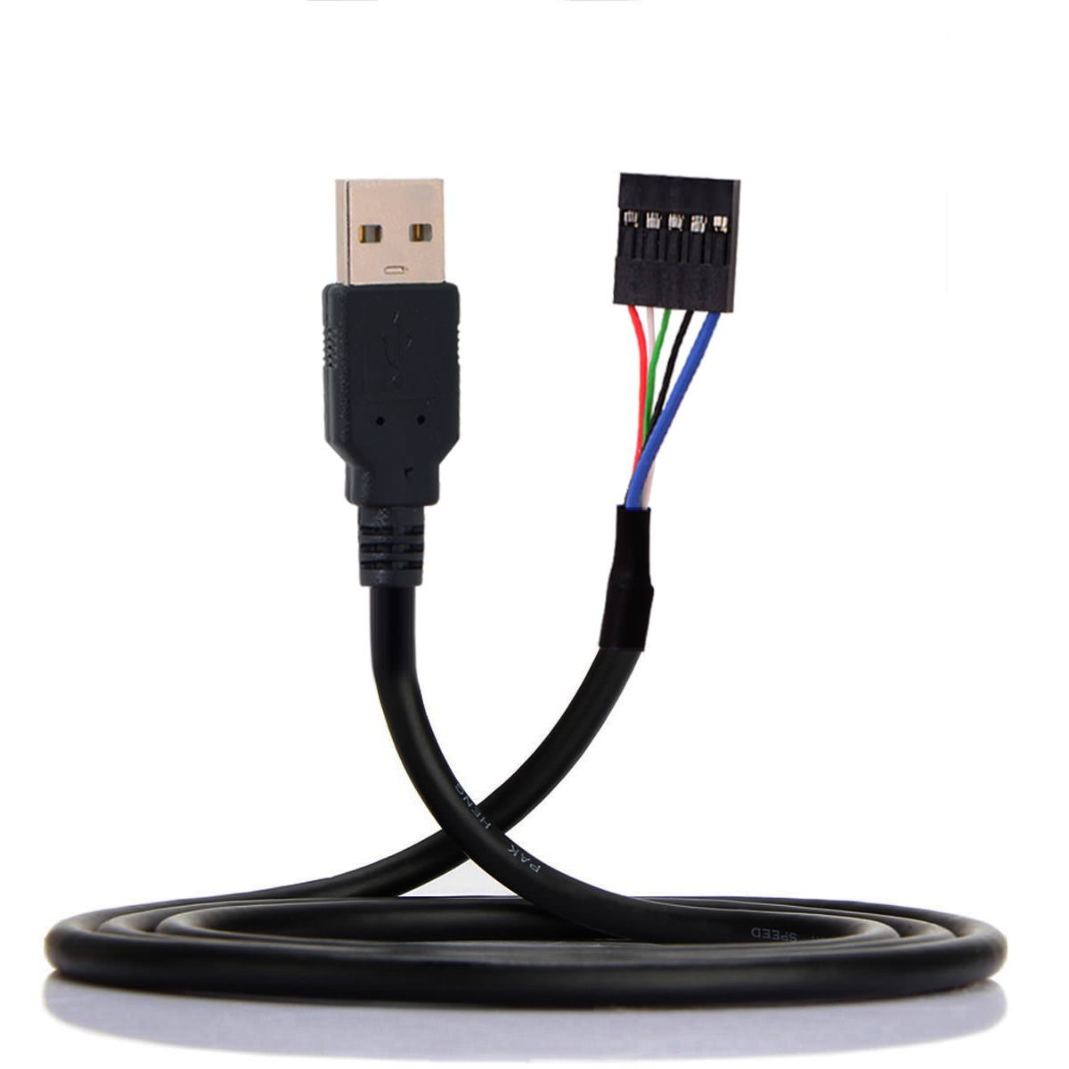 USB 2.0 2.54mm 5-Pin Internal Dupont Header to USB-A Cable 50cm