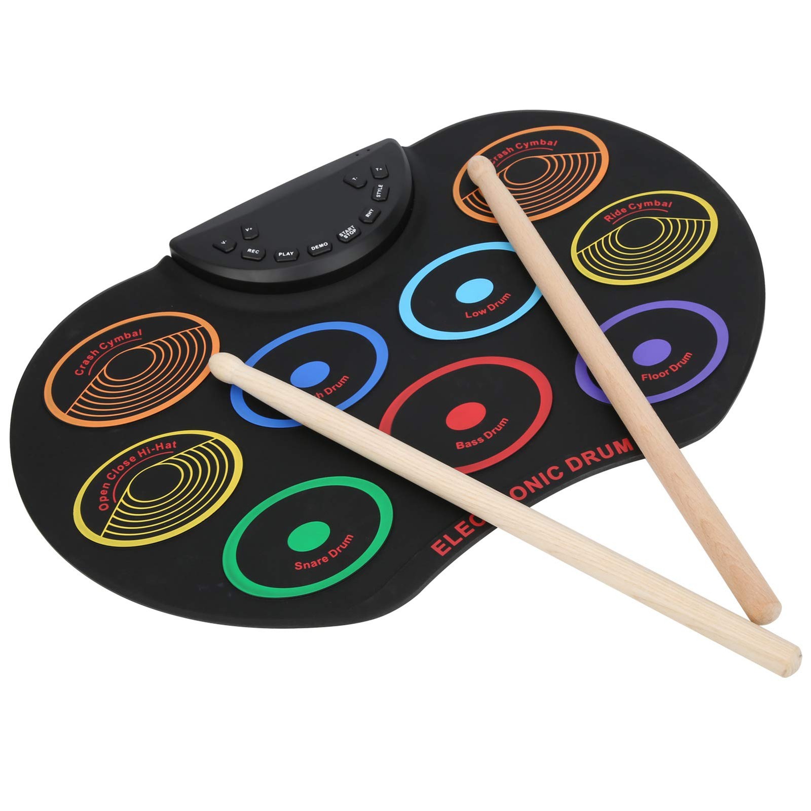 Electronic Drum Pad, Electronic Drum Pad Portable Colored Hand-Rolled Adult B...