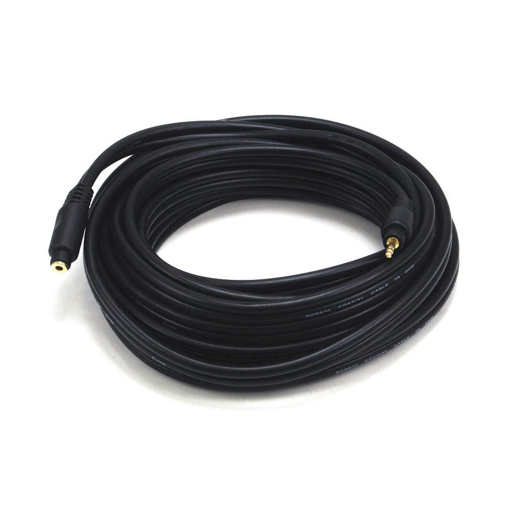 MONOPRICE 5591 A/V Cable, 3.5mm M/F Ext Cble,Blk,25ft 14X112