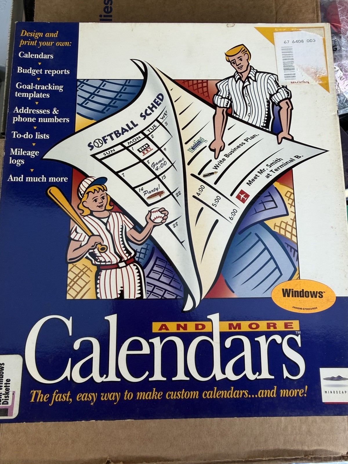 Vintage Calendars and More Macintosh CD-ROM Mindscape 1995 Big Box Mac Software