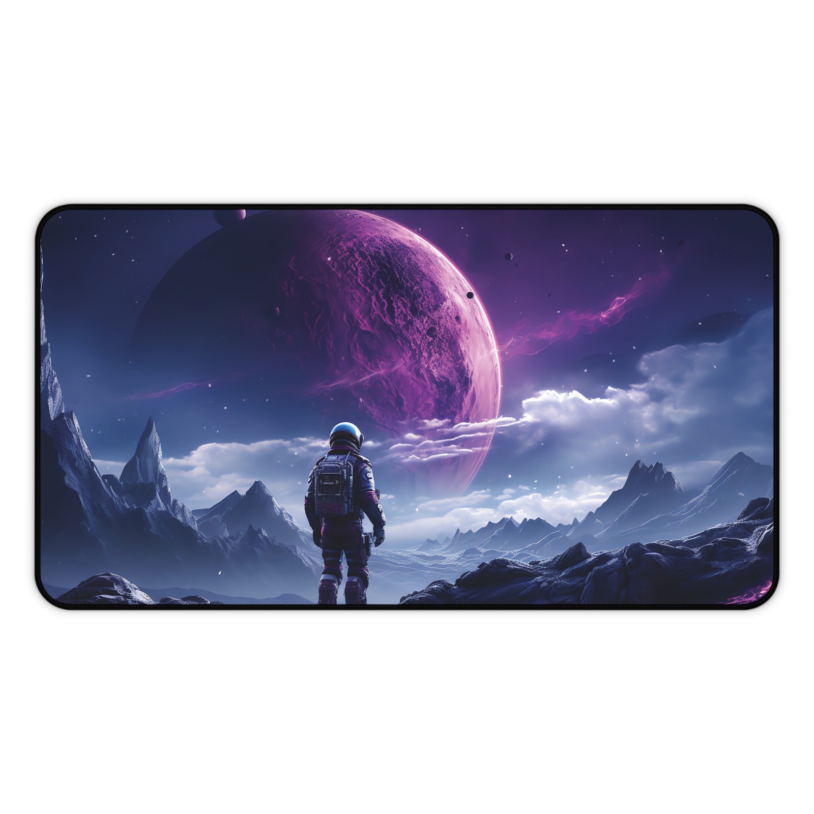 Astronaut on Purple Planet Desk Mat | Space Scenery